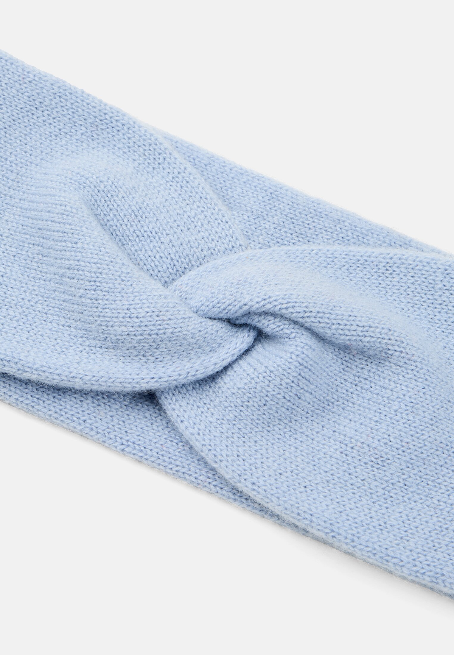 Damen Stirnband aus reinem Kaschmir Hellblau frontal oben