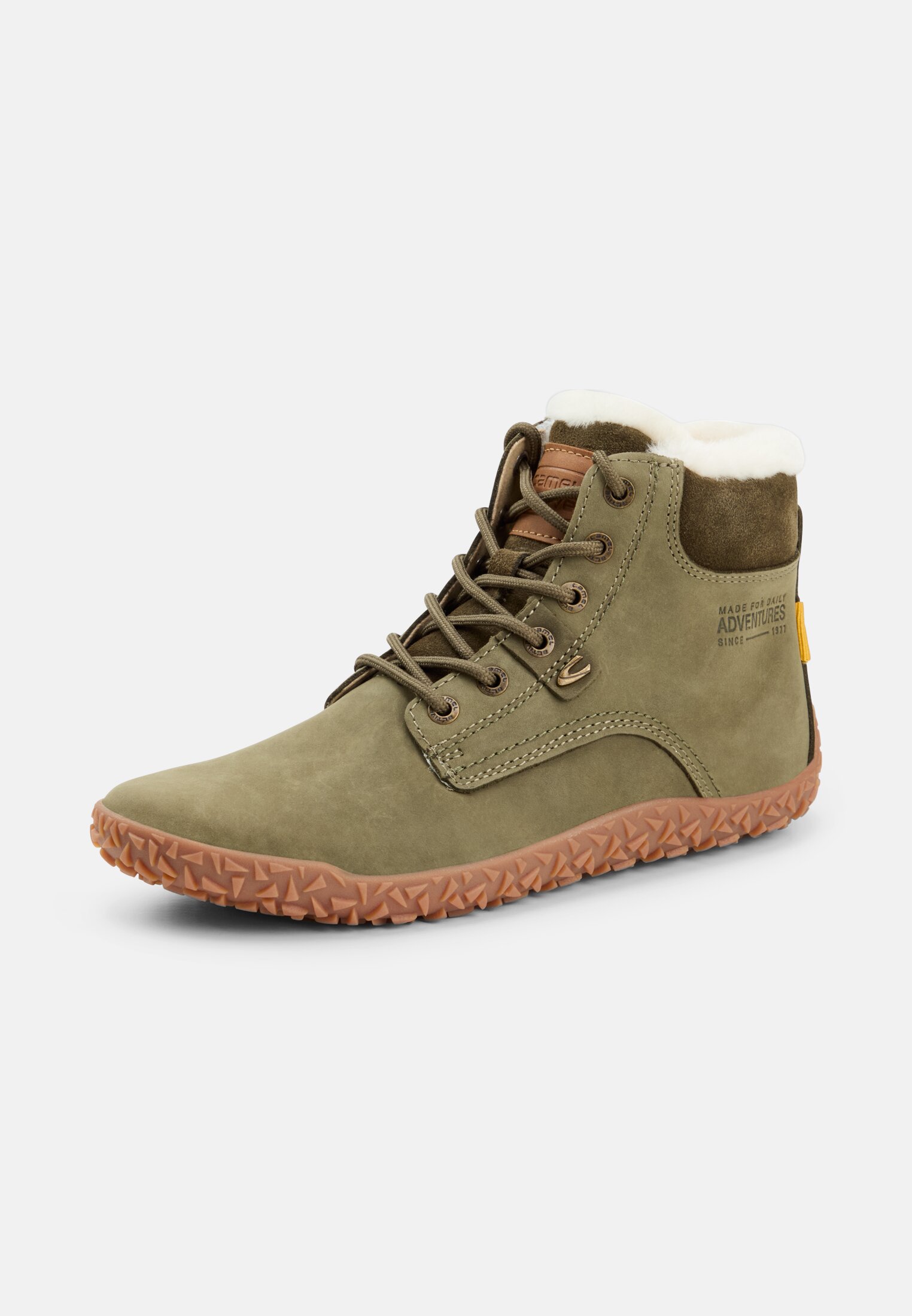 Damen Gefütterter Schnürschuh mit Gummisohle Dunkelgrün frontal hinten