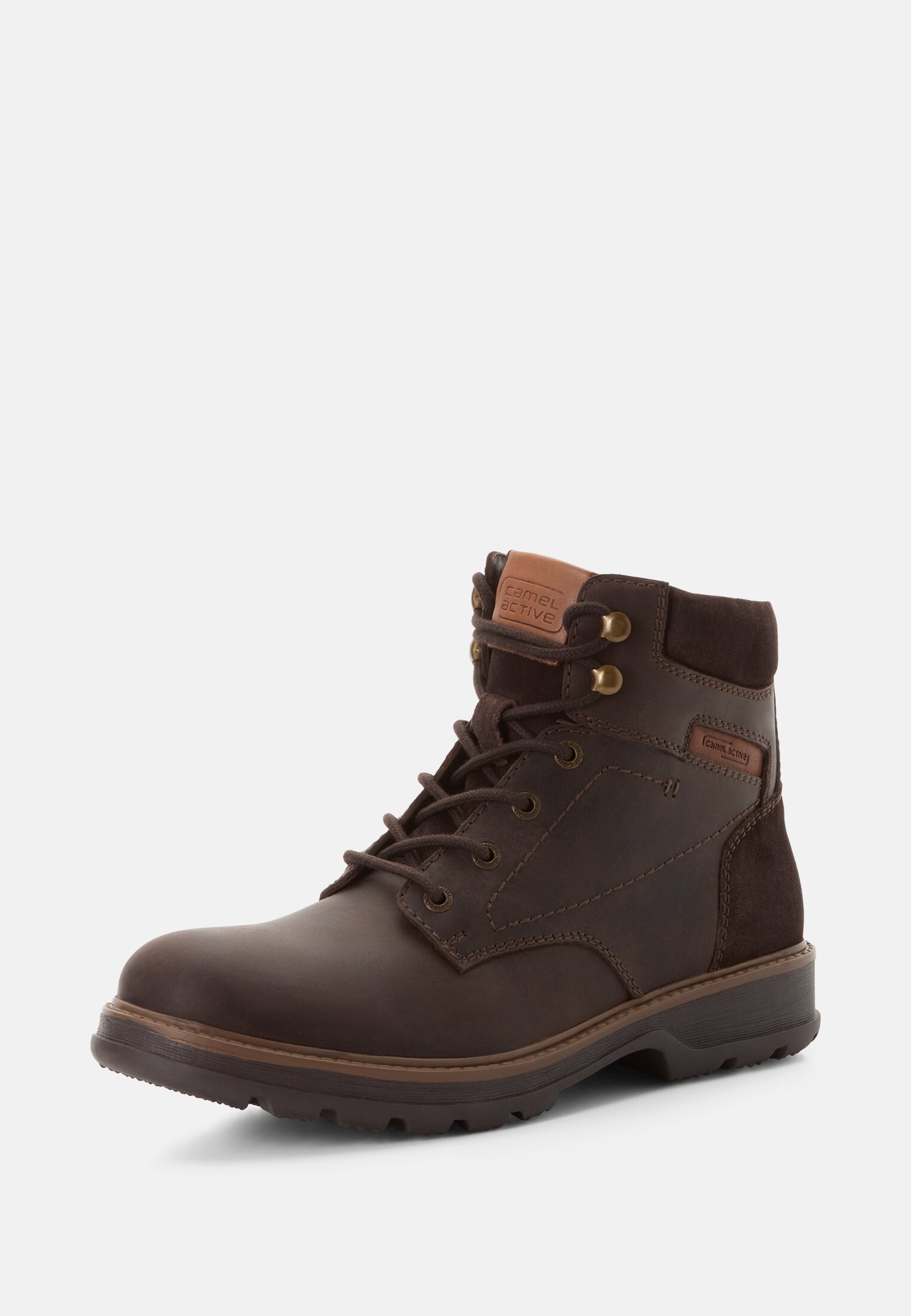 Herren Leder Boot mit warmem Schaffellfutter Dunkelbraun frontal hinten