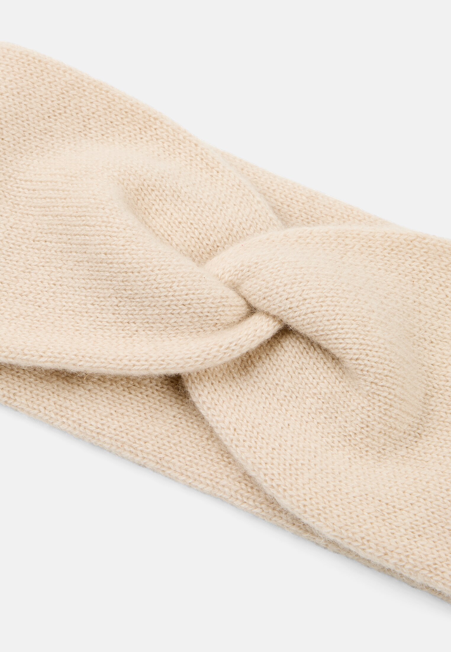 Damen Stirnband aus reinem Kaschmir Beige frontal oben