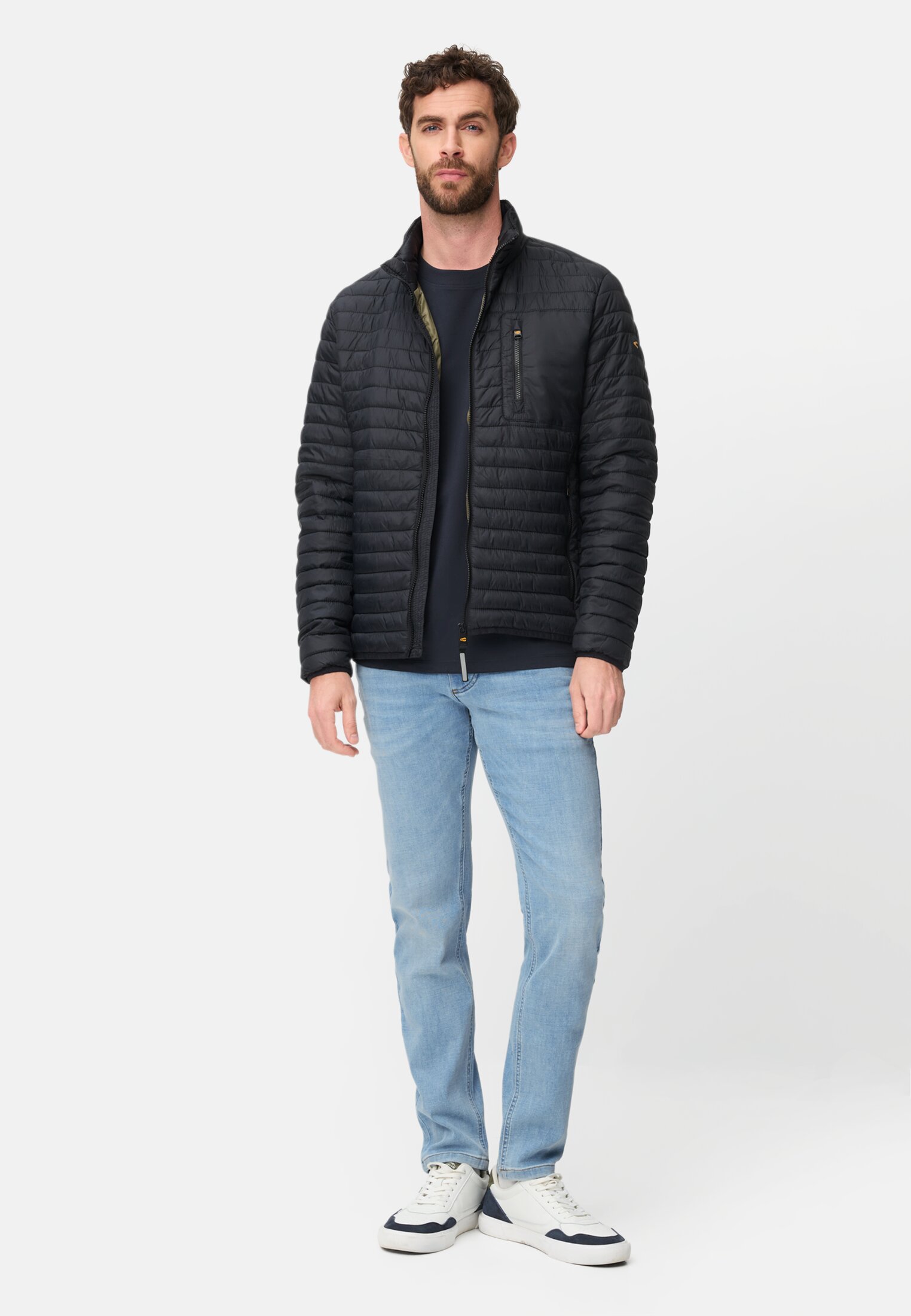 Men fleXXXactive® jeans with cooling effect Ocean Blue worn front full body