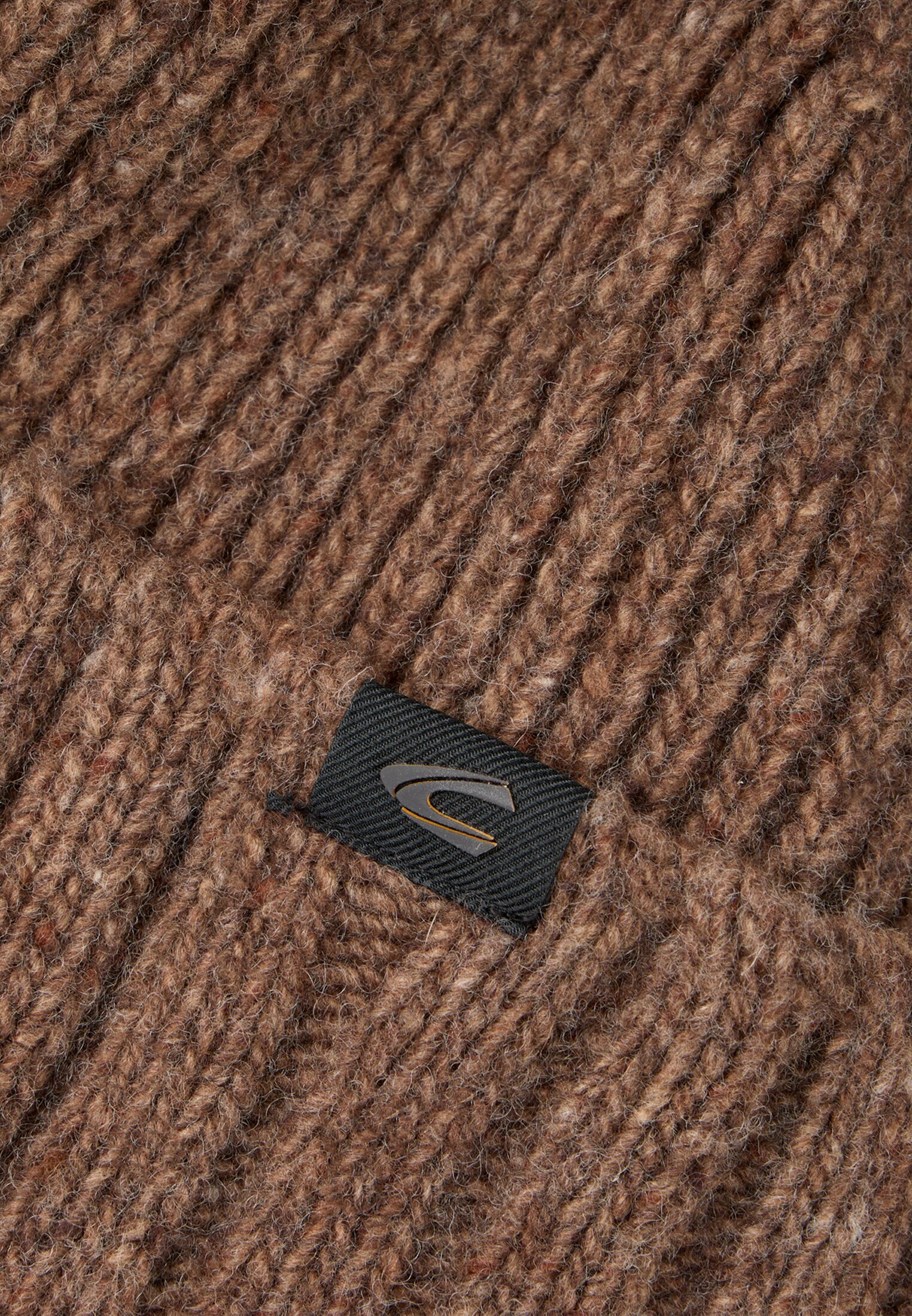 Men Warm knit hat with cuff Sepia brown frontal back