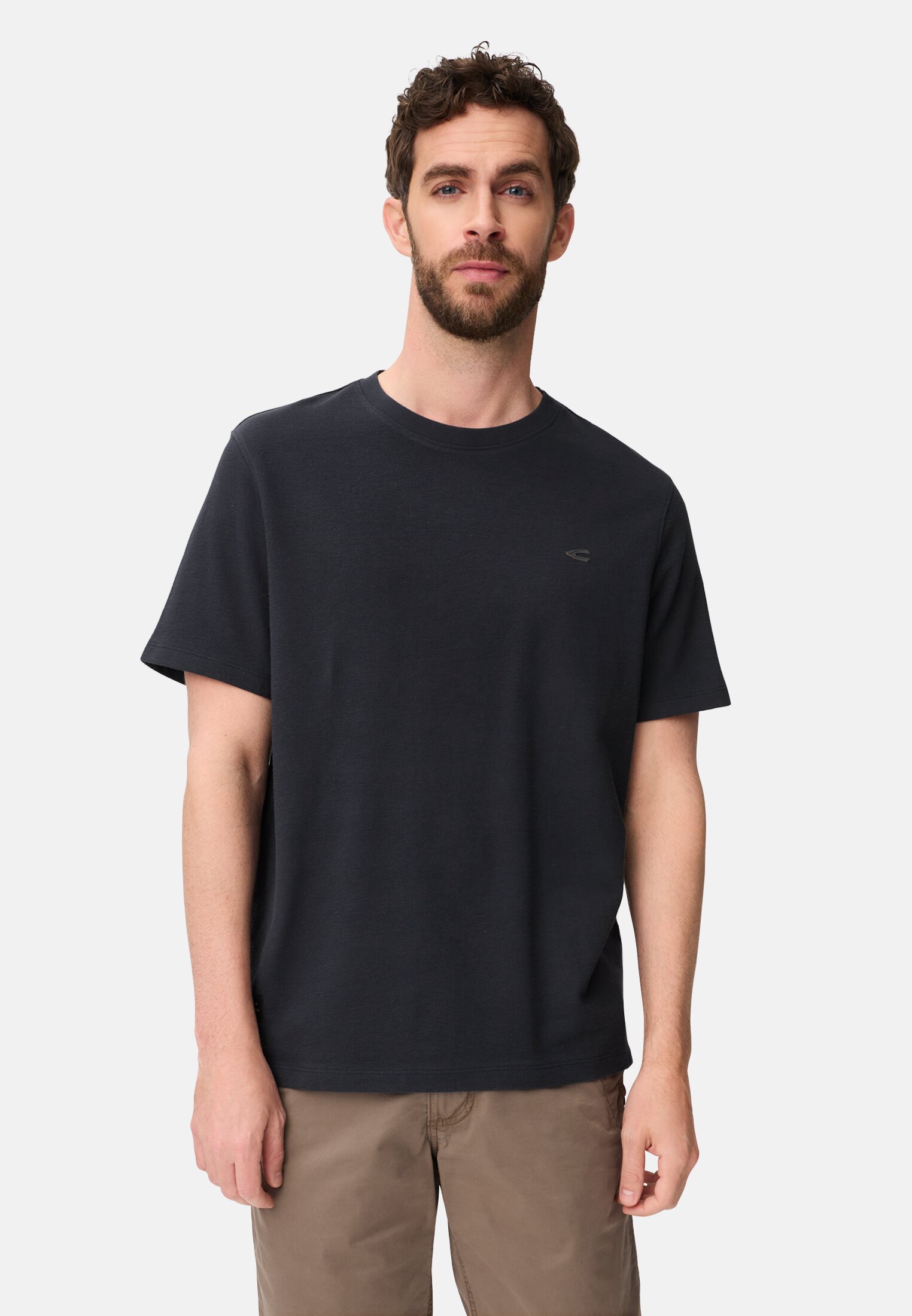 Heren T-shirt van puur katoen Donkerblauw gedragen voor