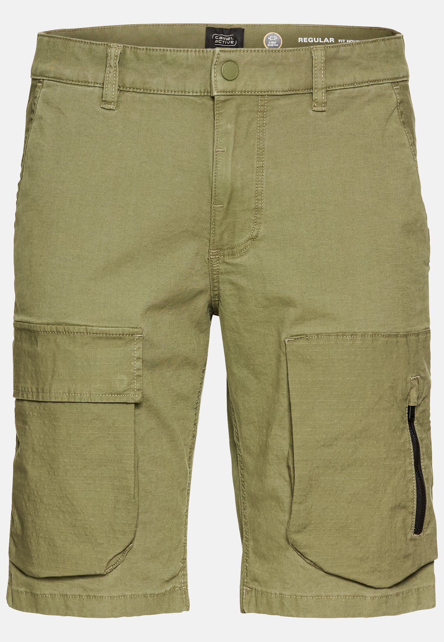 Men Cargo shorts with ripstop contrast Dark Green frontal front