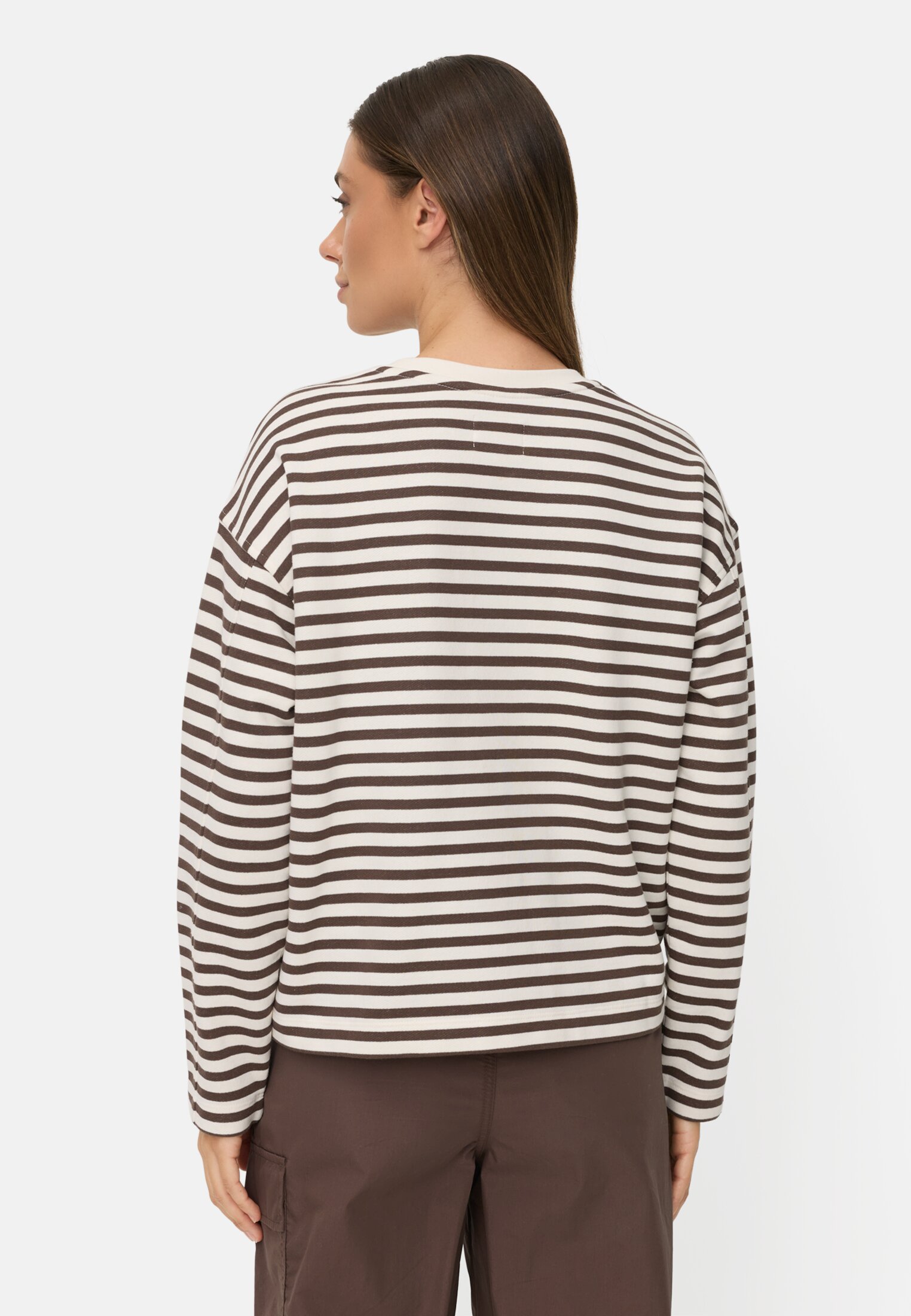 Vrouwen Sweatshirt van een katoenmix Bruin gedragen achter