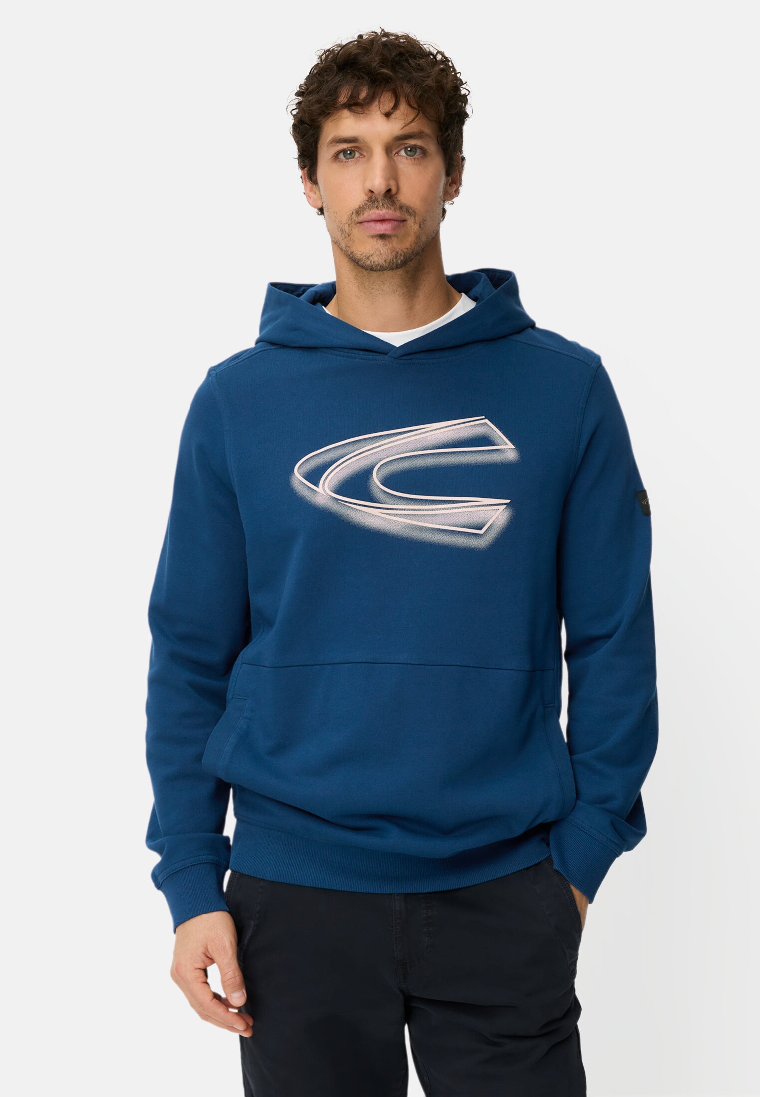 Heren Sweatshirt met capuchon Lichtblauw gedragen voor