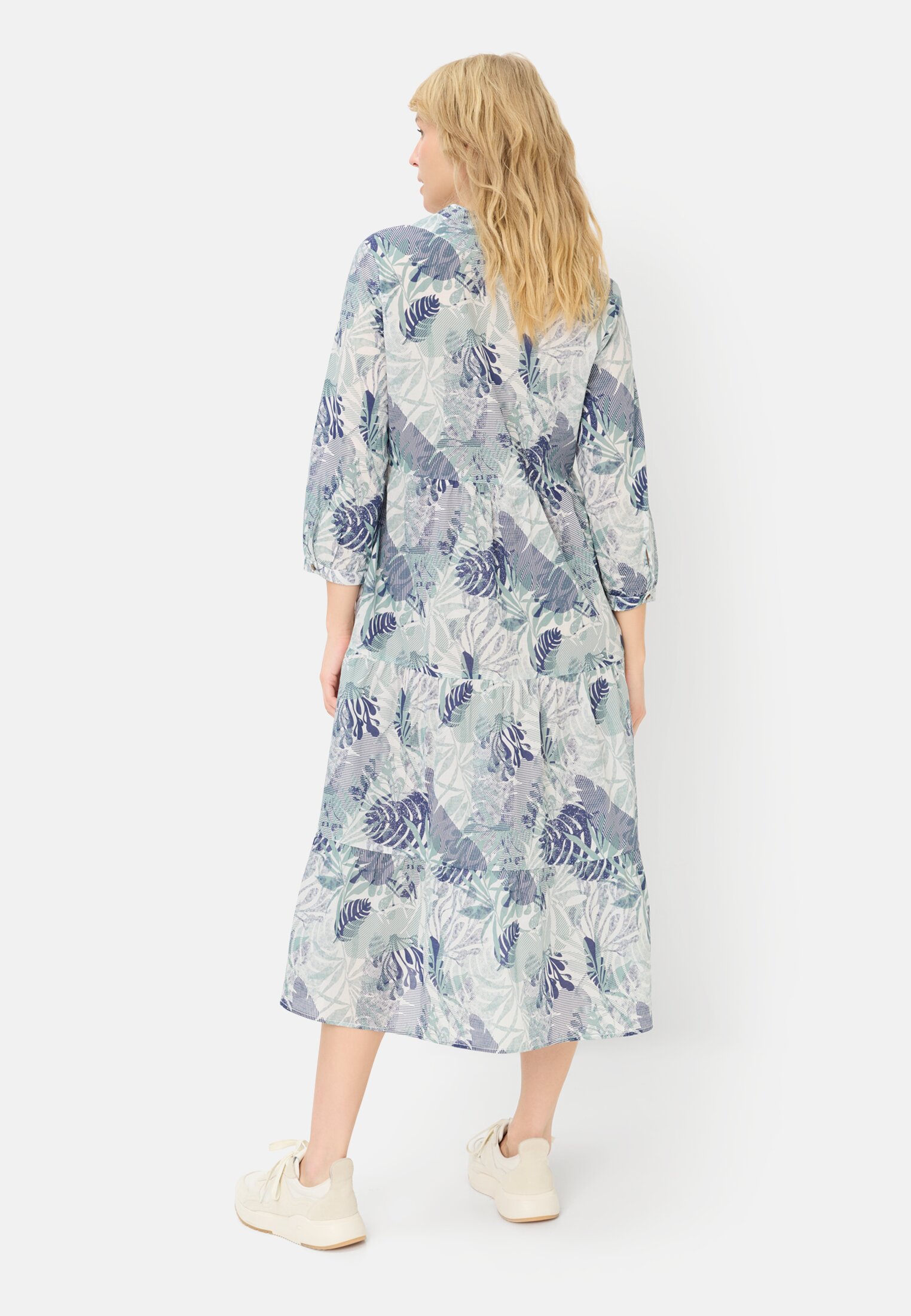 Women Mid-length summer dress with all-over print Jade AOP worn back