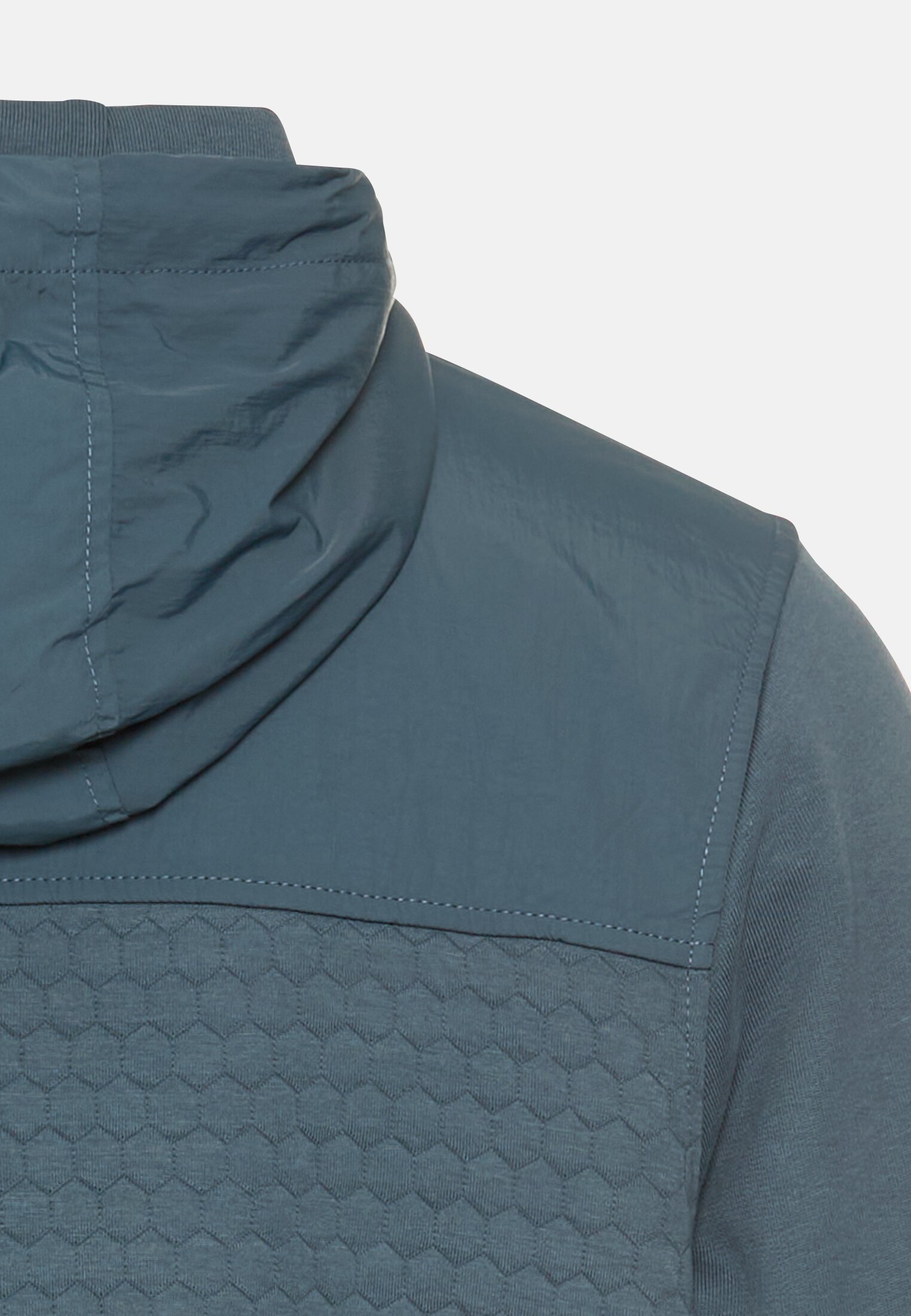 Herren Sweatjacke aus Materialmix und Kapuze Tintenblau hinten nah