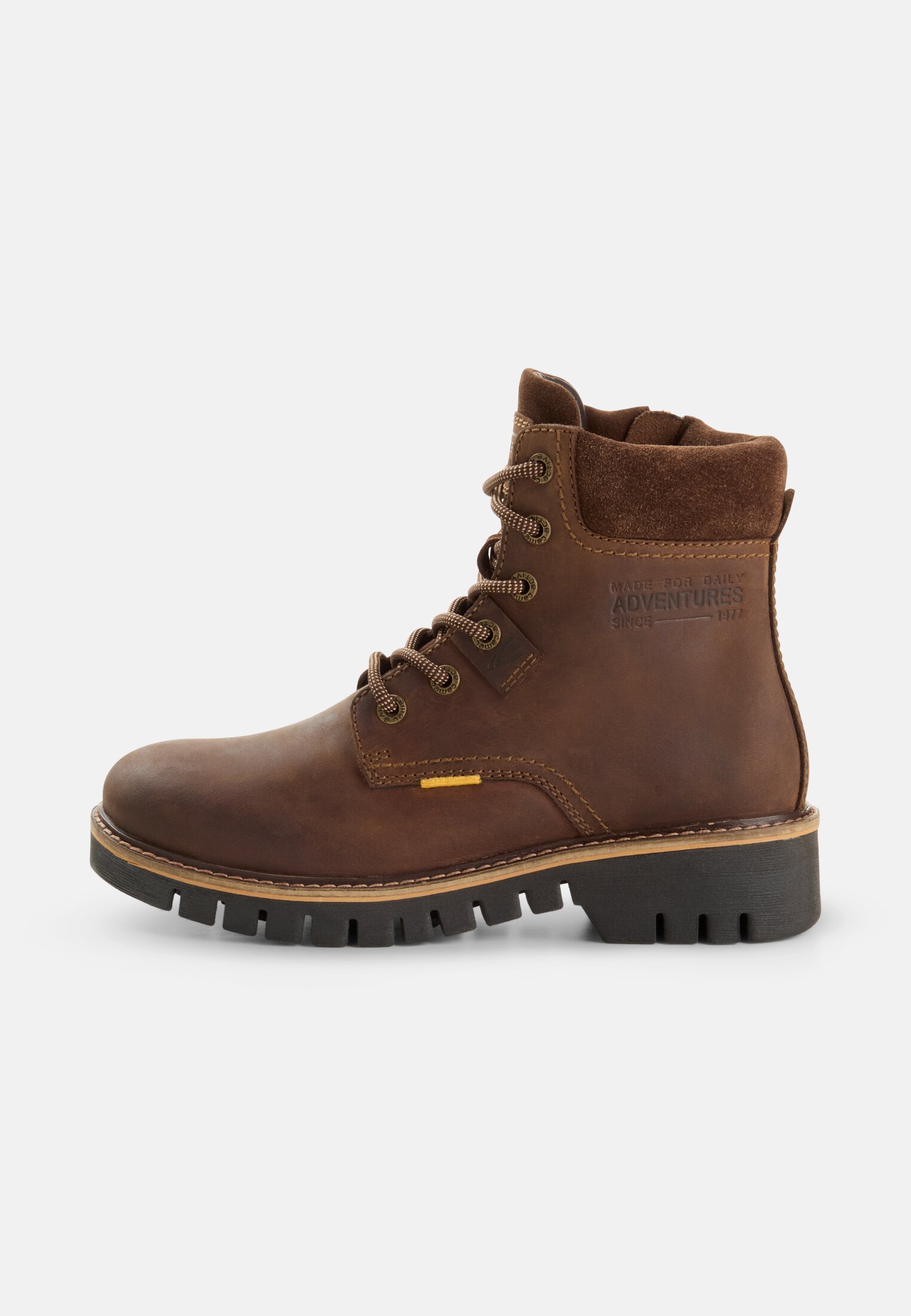 Damen Schnürstiefel mit Profilsohle Braun frontal vorn
