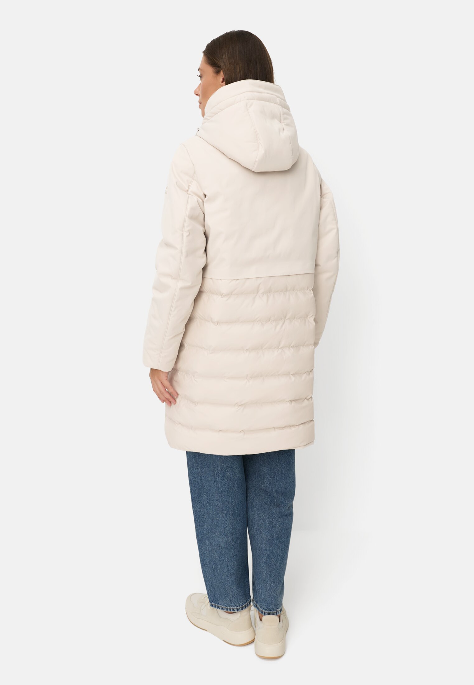 Vrouwen Waterdichte functionele parka met getapete naden Haver gedragen achter