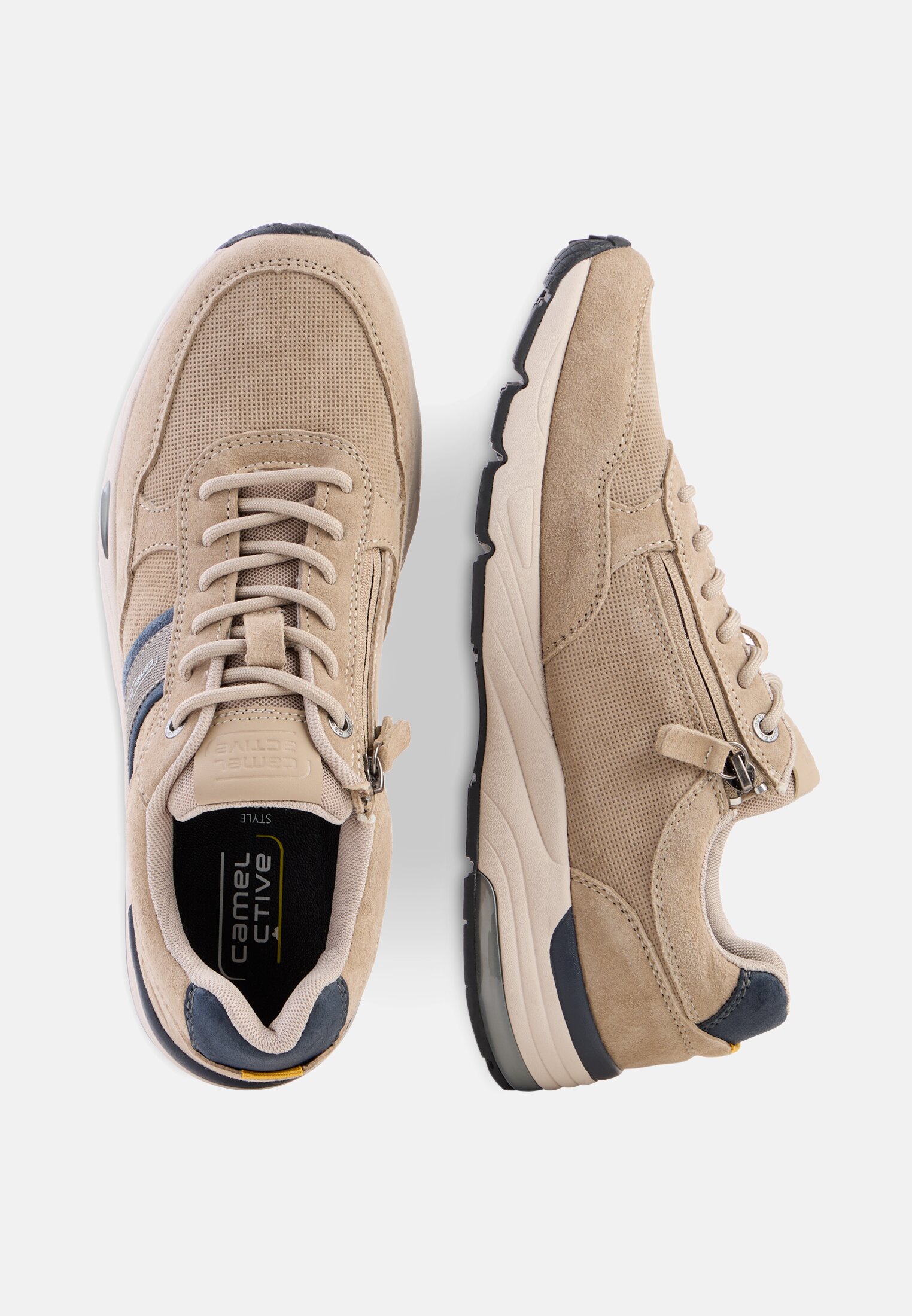 Men Low sneaker with inside zipper Beige frontal top