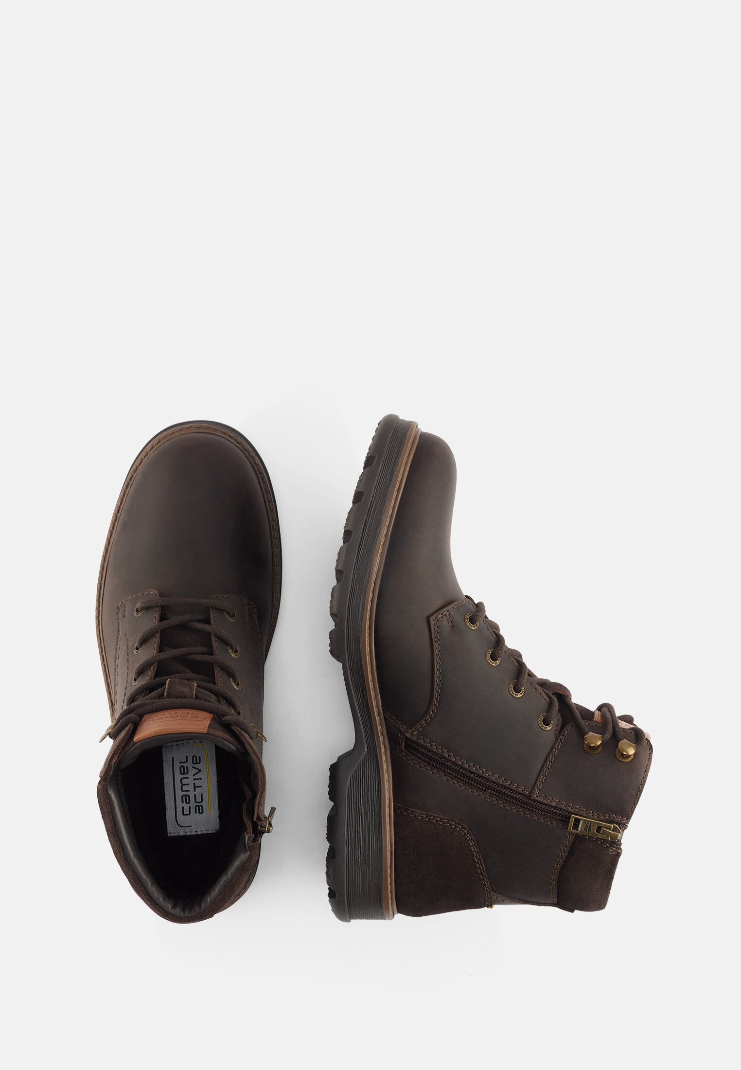 Herren Leder Boot mit warmem Schaffellfutter Dunkelbraun frontal oben