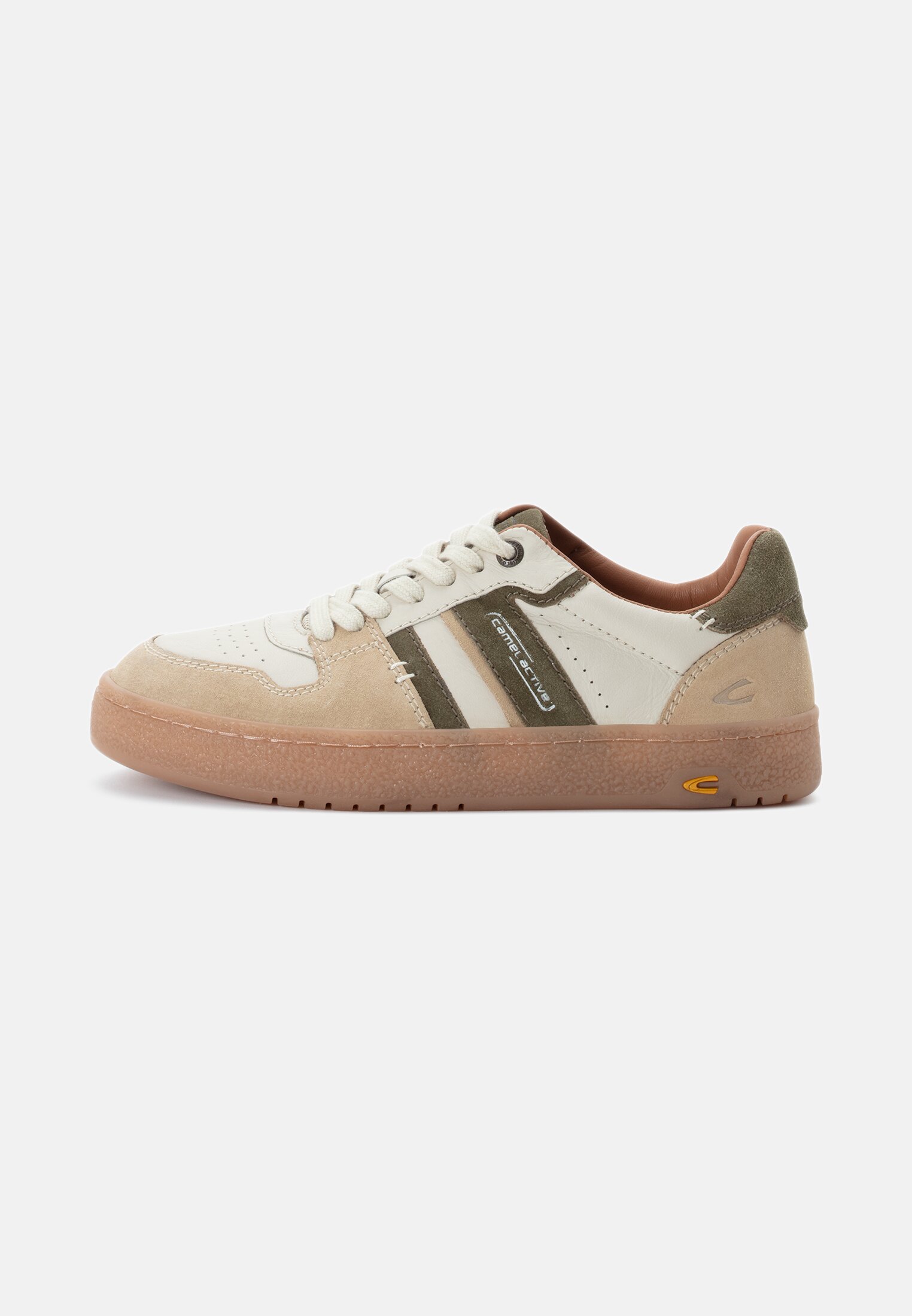 Damen Sneaker aus Leder Beige frontal vorn