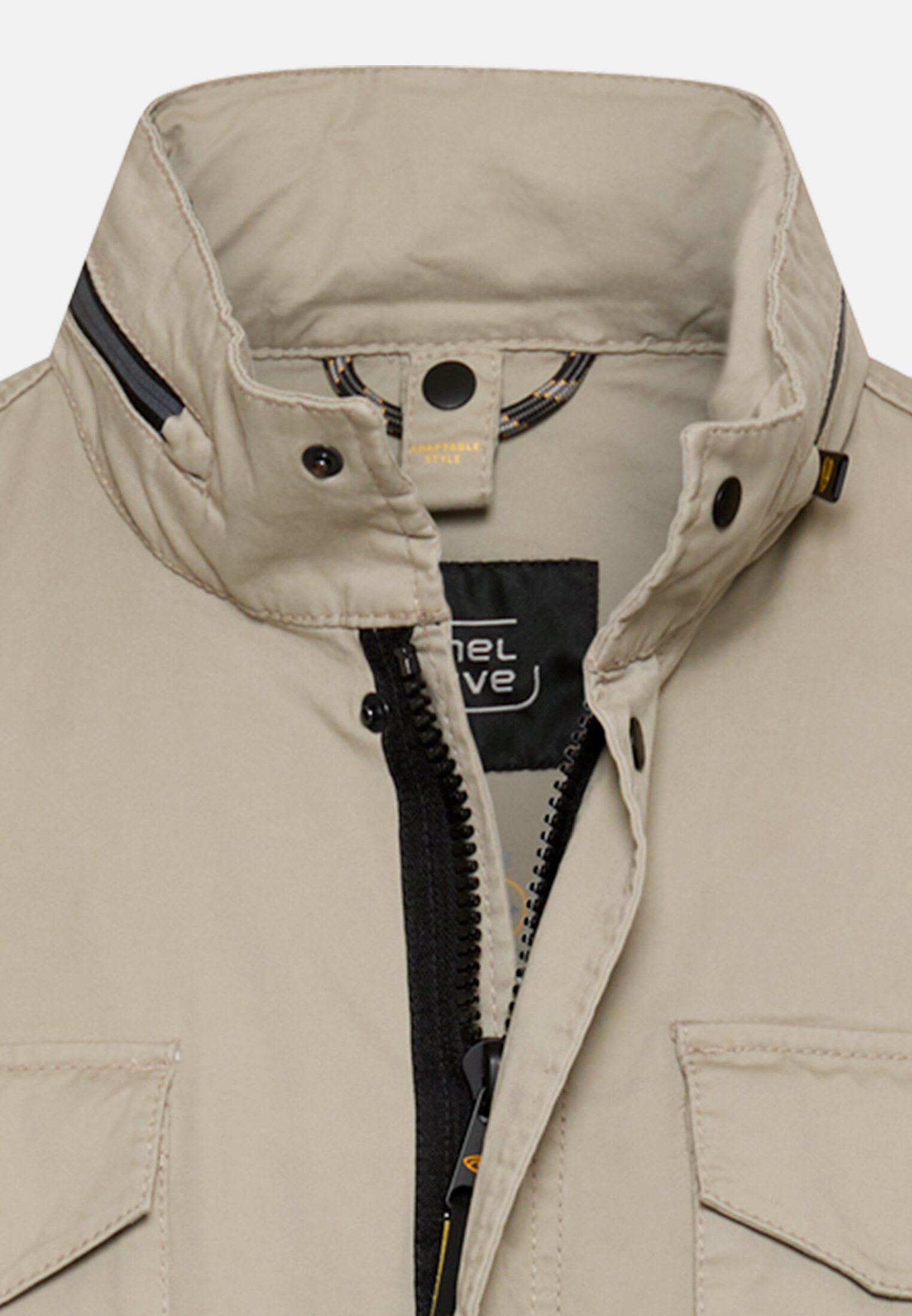 Heren Blouson met oprolbare capuchon Beige front dichtbij