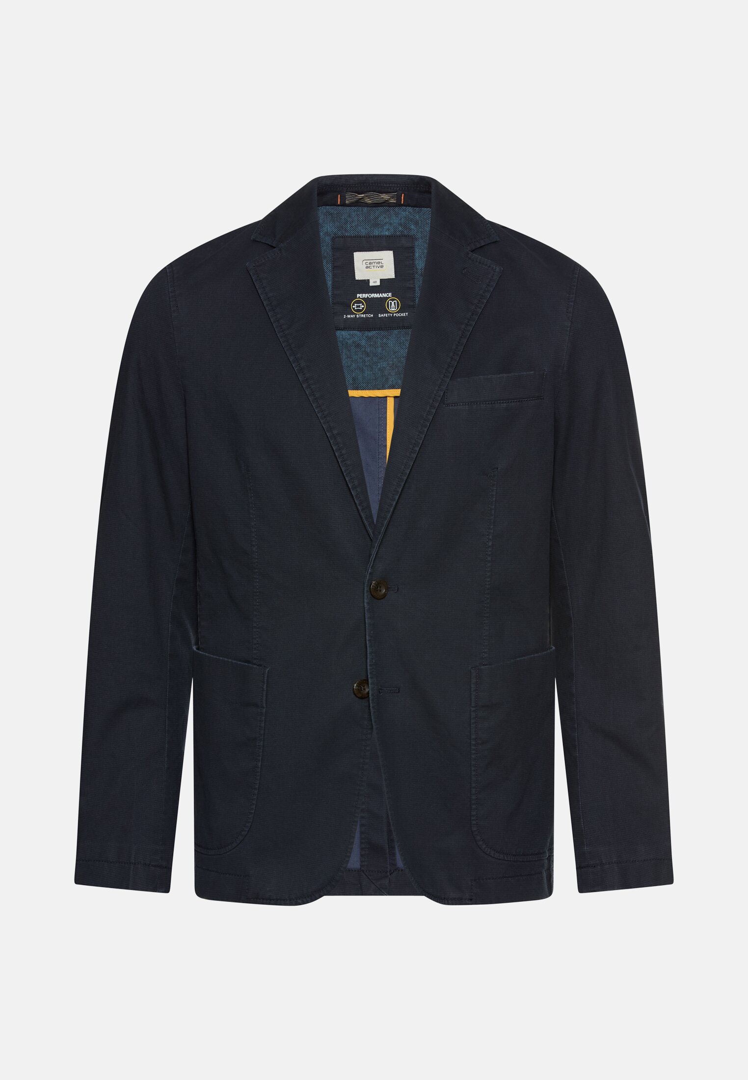 Heren Elastisch colbert met veiligheidszak Donkerblauw frontaal voor