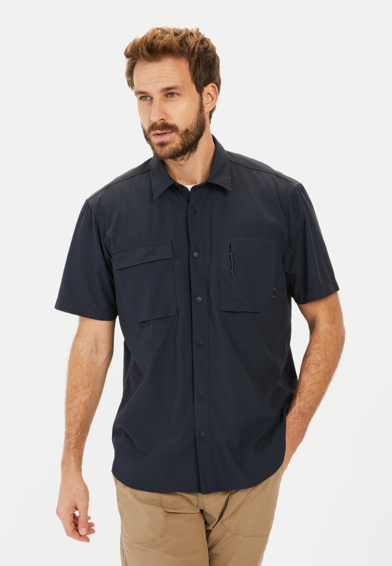 Heren Korte mouw shirt met verkoelend effect Donkerblauw gedragen voor