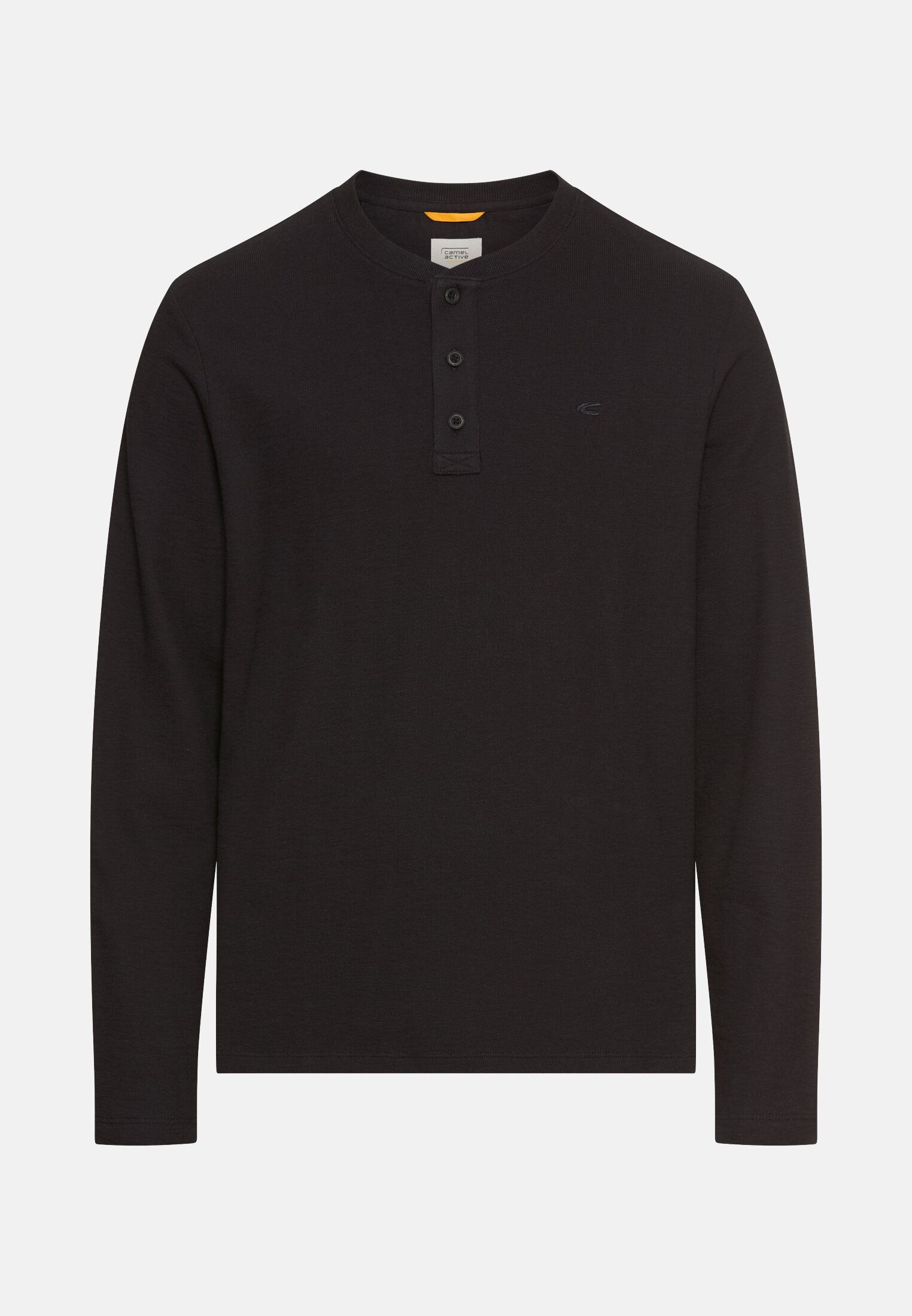 Men Henley shirt made of pure cotton Black frontal front