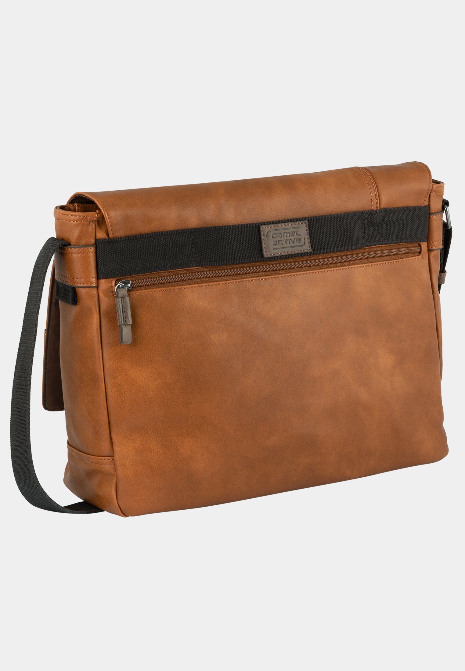 Herren LAOS Messengerbag mit gepolstertem Laptopfach Cognac frontal hinten