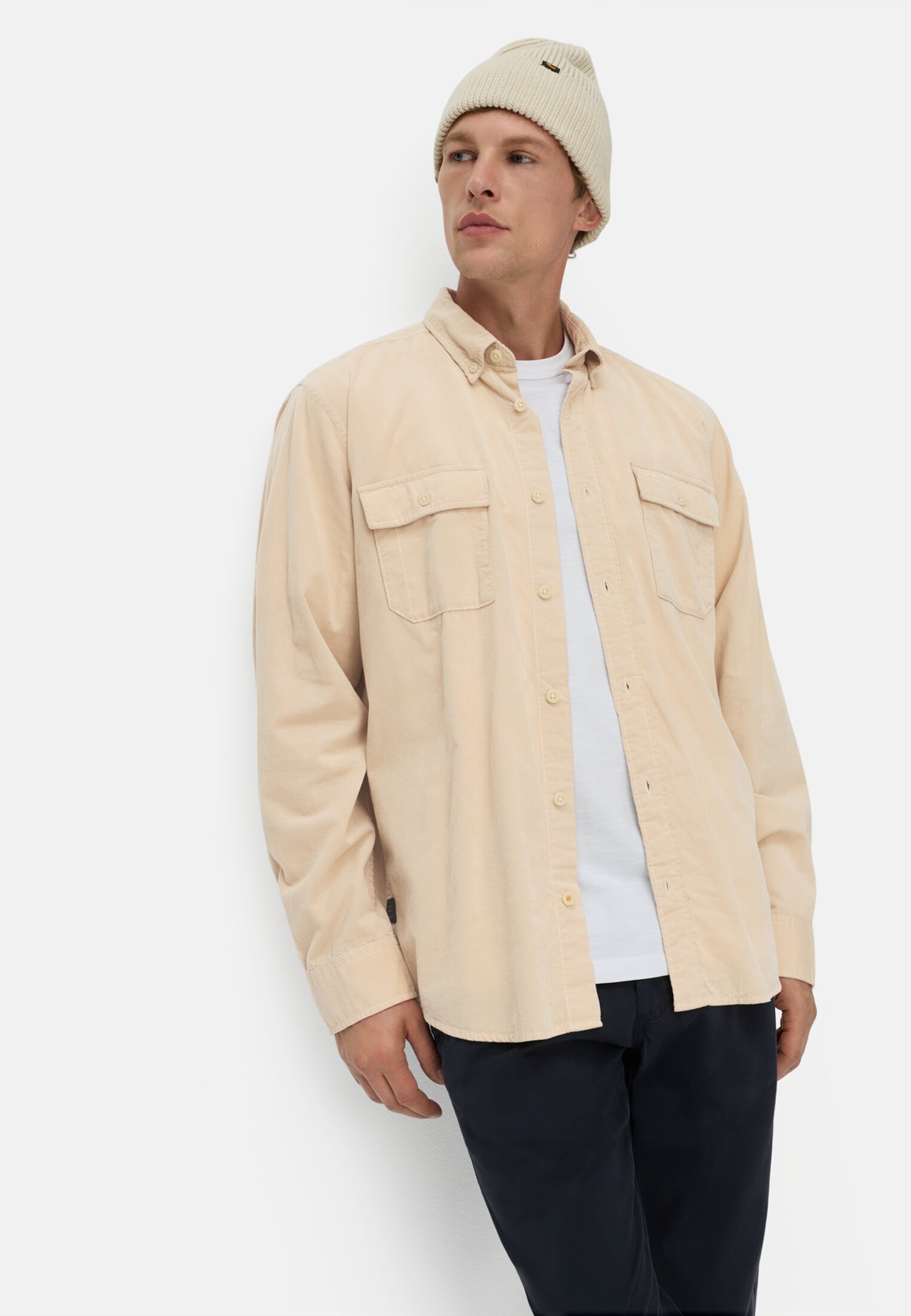 Men Long-sleeved shirt with patch pockets Oats worn emotional