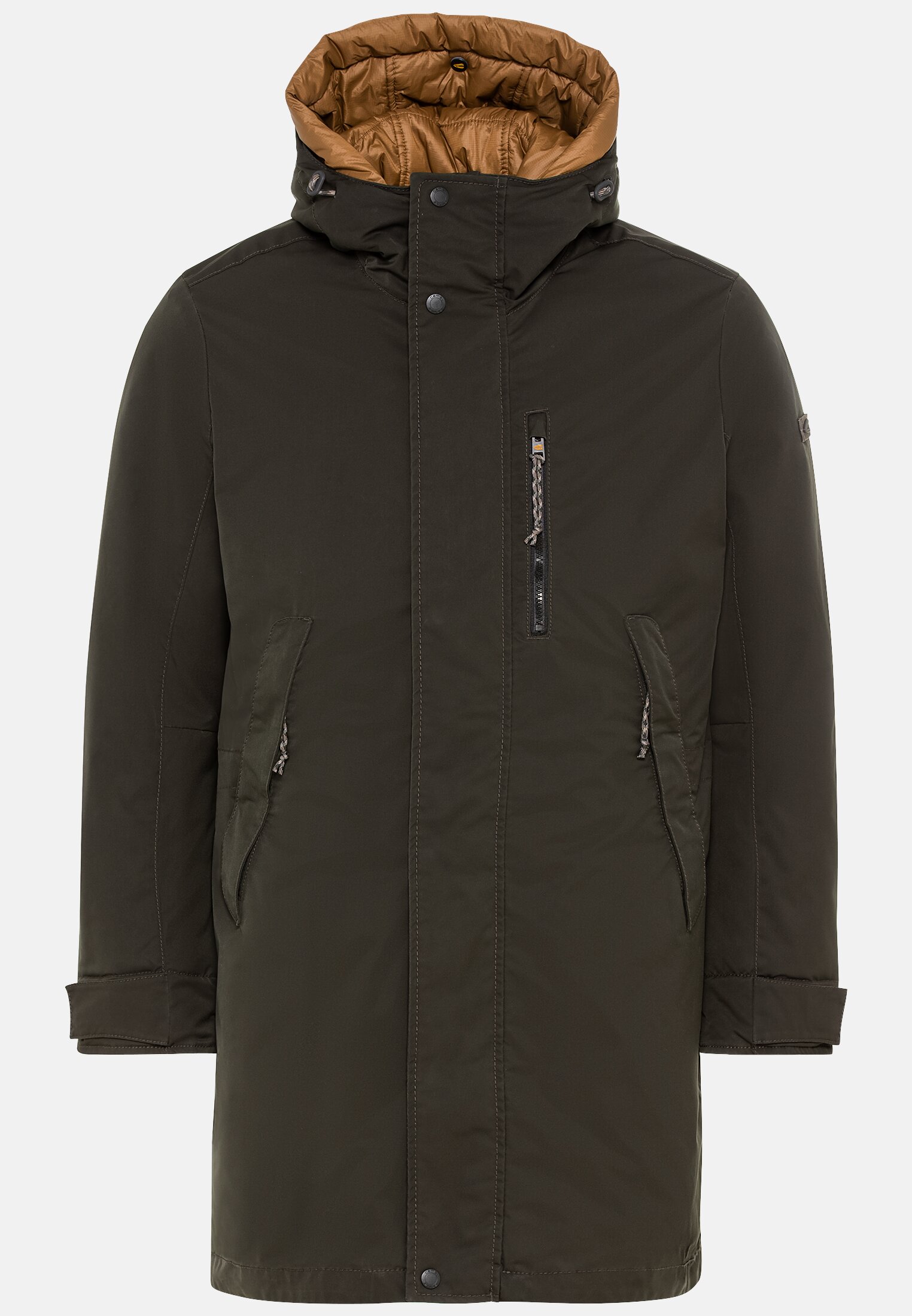 MI_410780-2O75-94_0G-00 Herren Warmer Mantel mit herausnehmbarer Innenkapuze Dunkel khaki frontal vorn