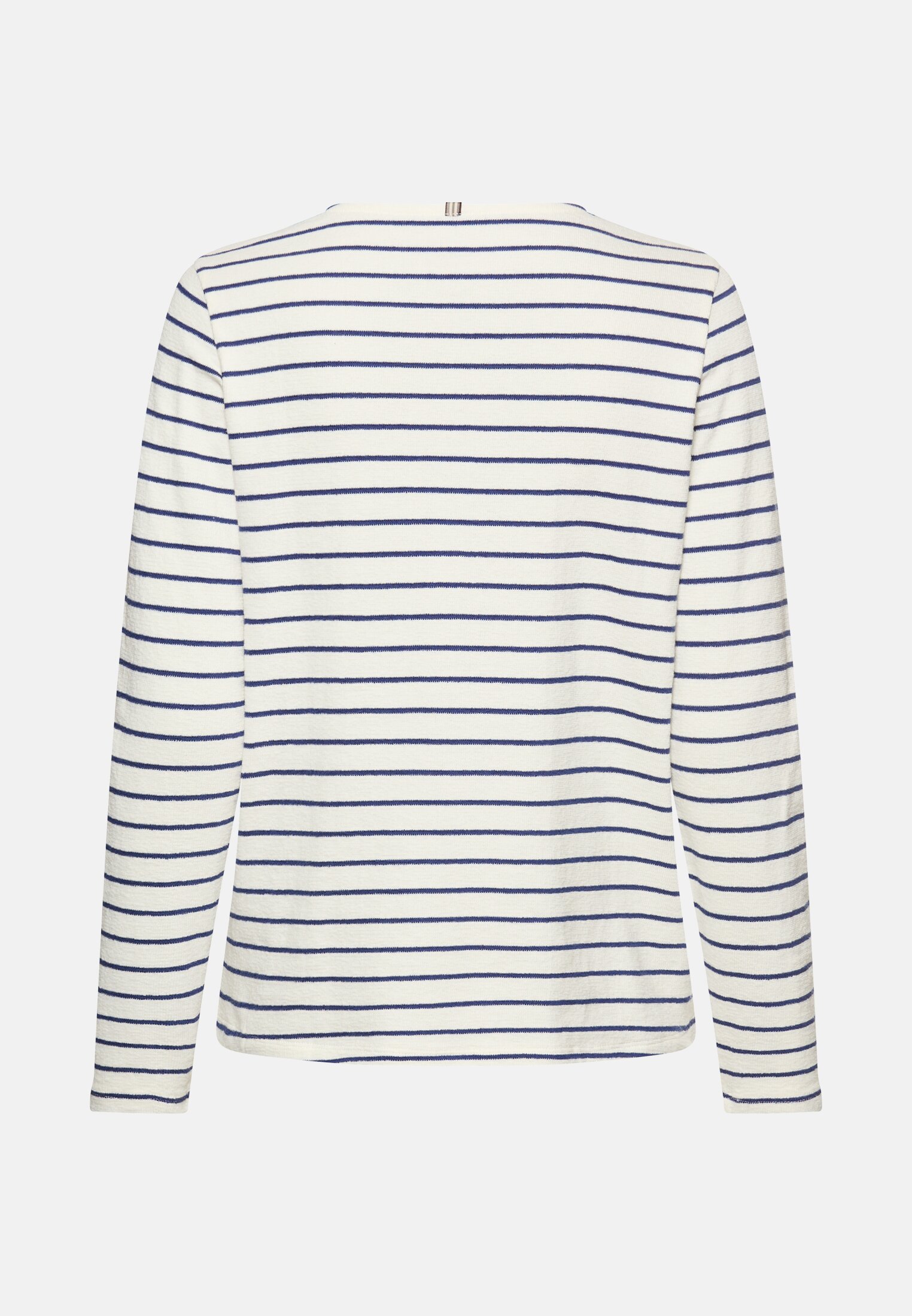 Vrouwen Lange mouwen T-shirt van puur katoen Indigo-blauw frontaal achter