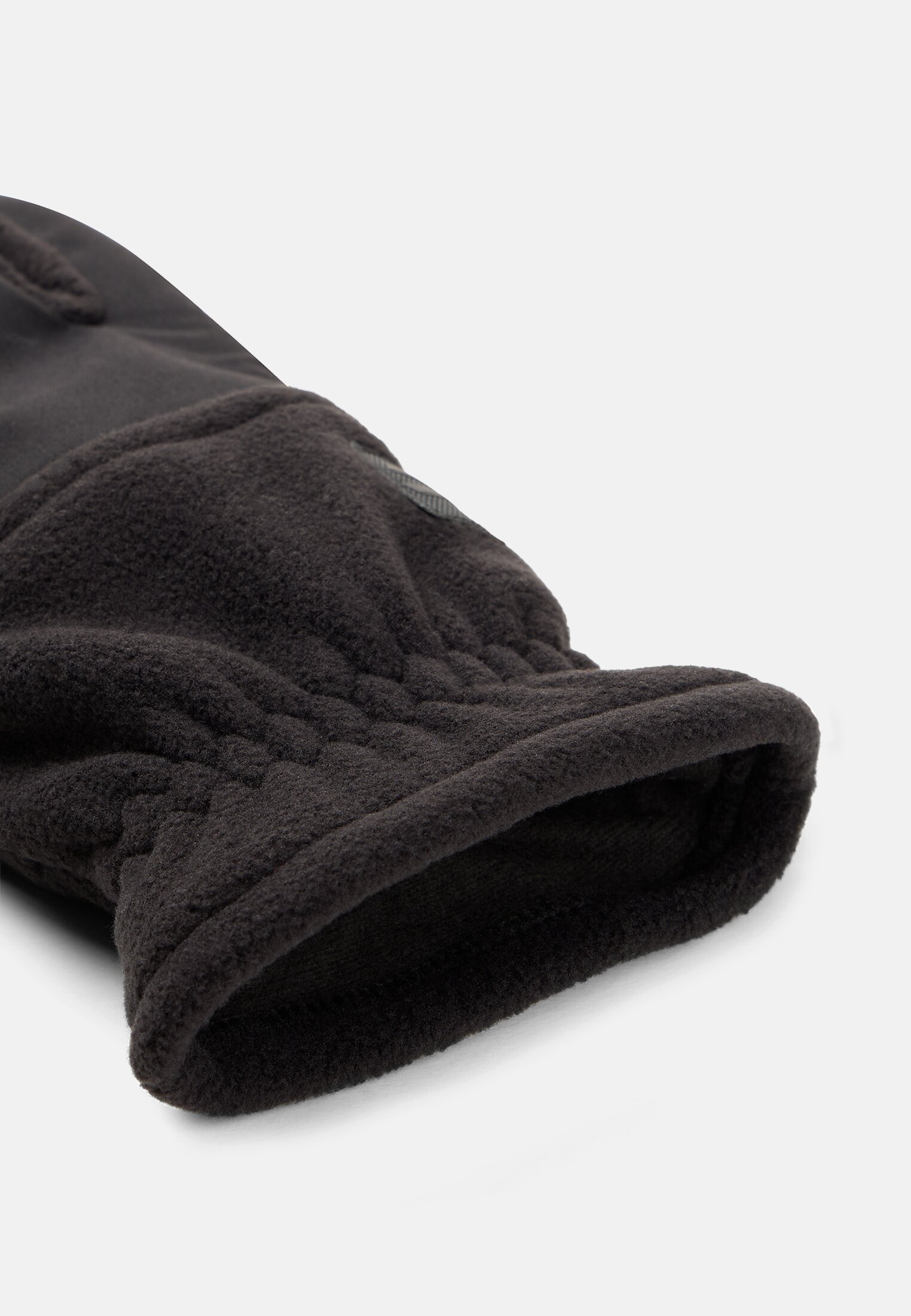 Heren Fleece handschoenen met elastische boord Zwart frontaal van boven