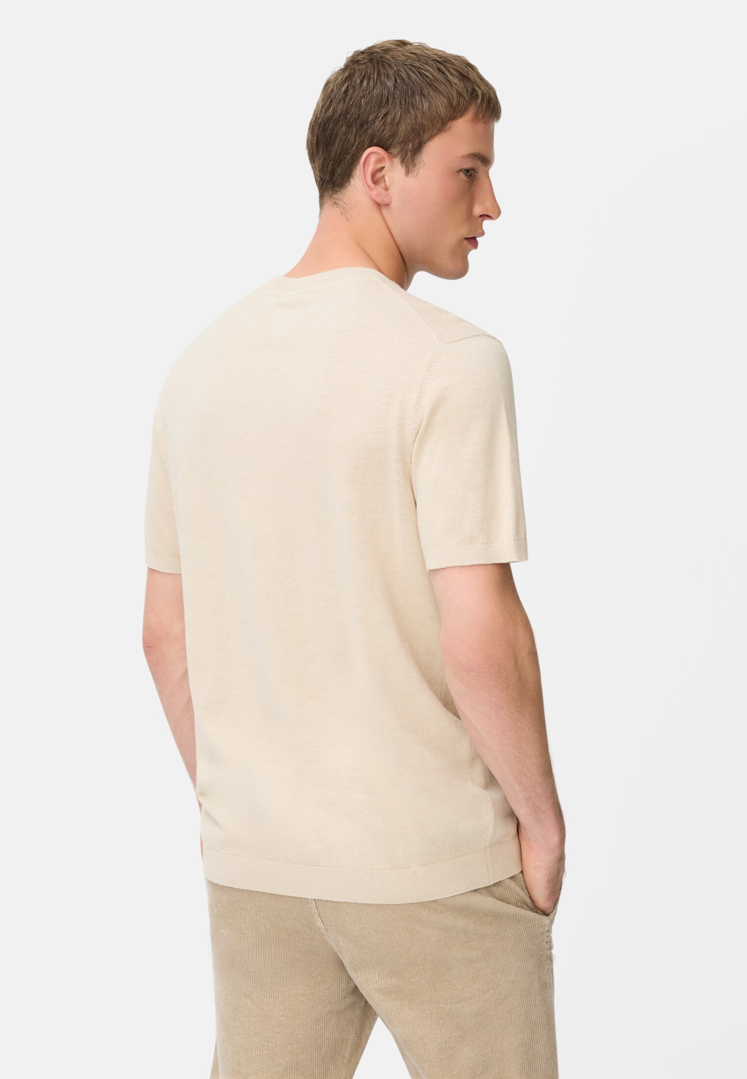 Men Knitted shirt made of pure cotton Oats worn back