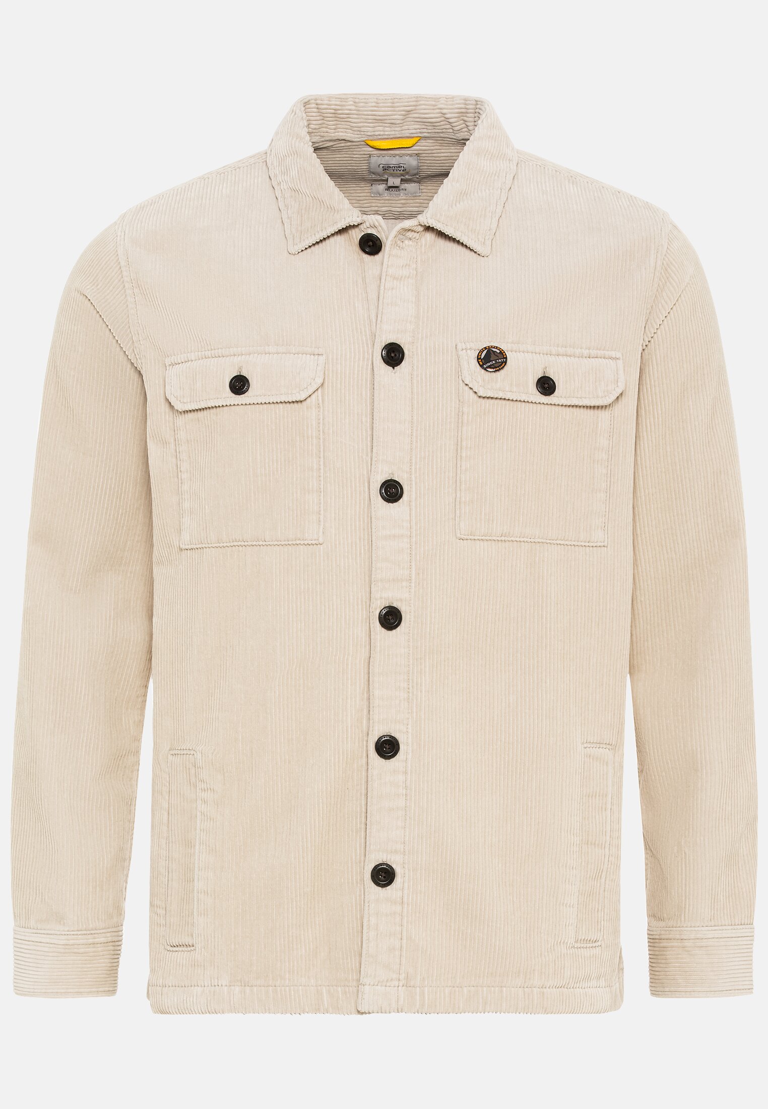 MI_409334-2S44-03_0G-00 Herren Cord Overshirt aus reiner Baumwolle Beige frontal vorn