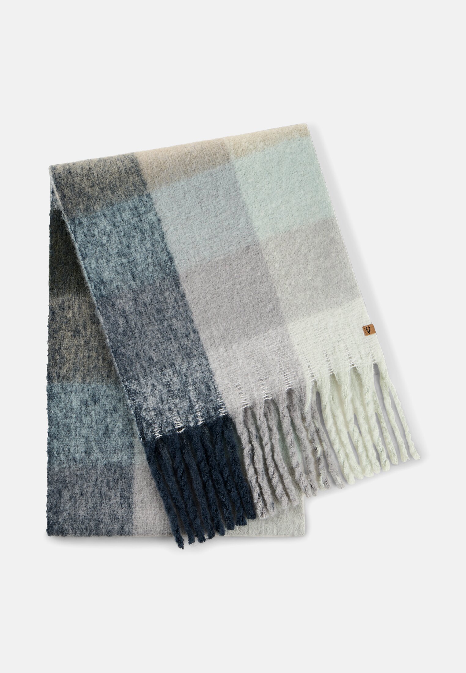 Damen Strickschal mit Karomuster Dunkelblau frontal vorn