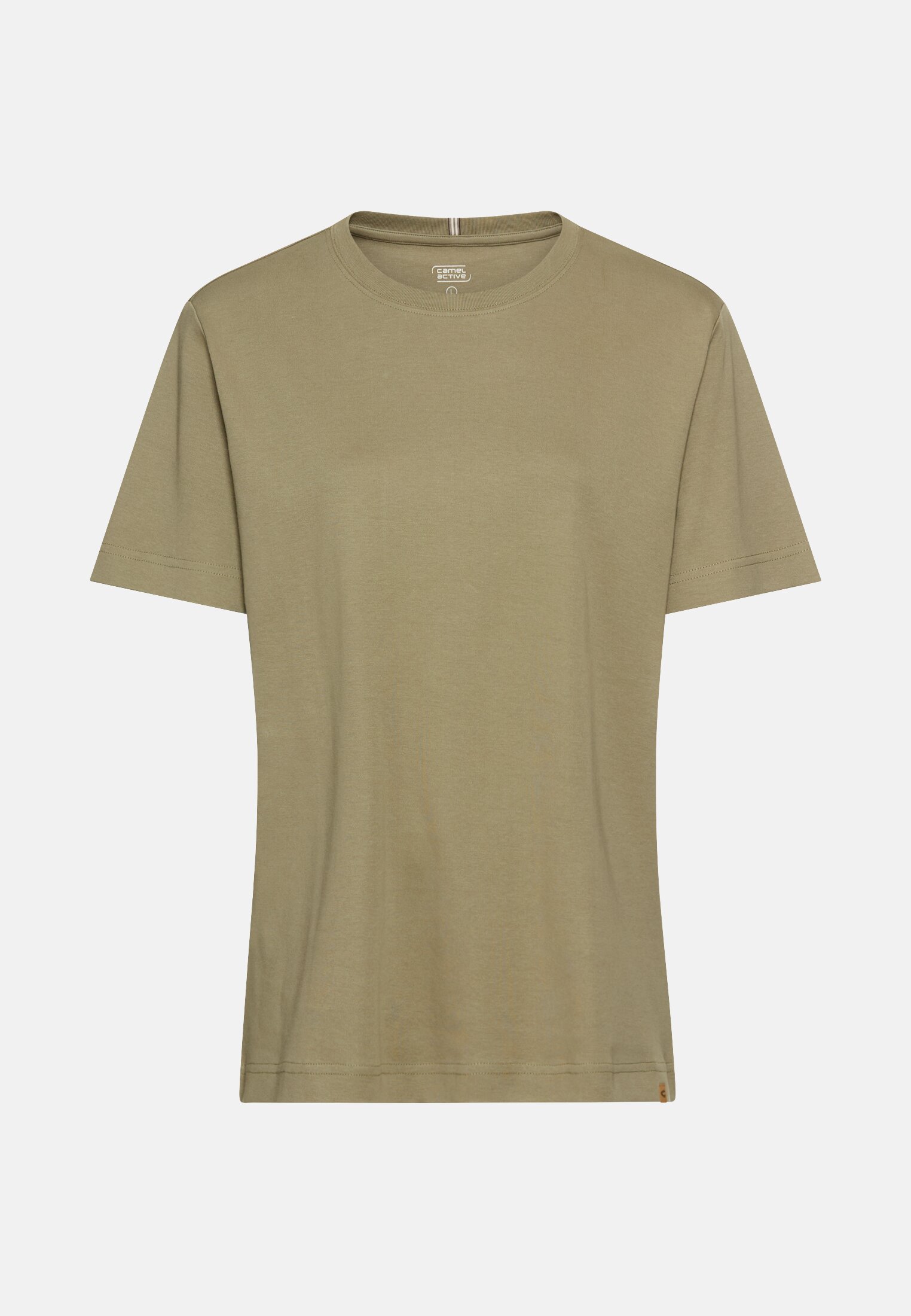 Damen T-Shirt aus reiner Baumwolle Hellkhaki frontal vorn