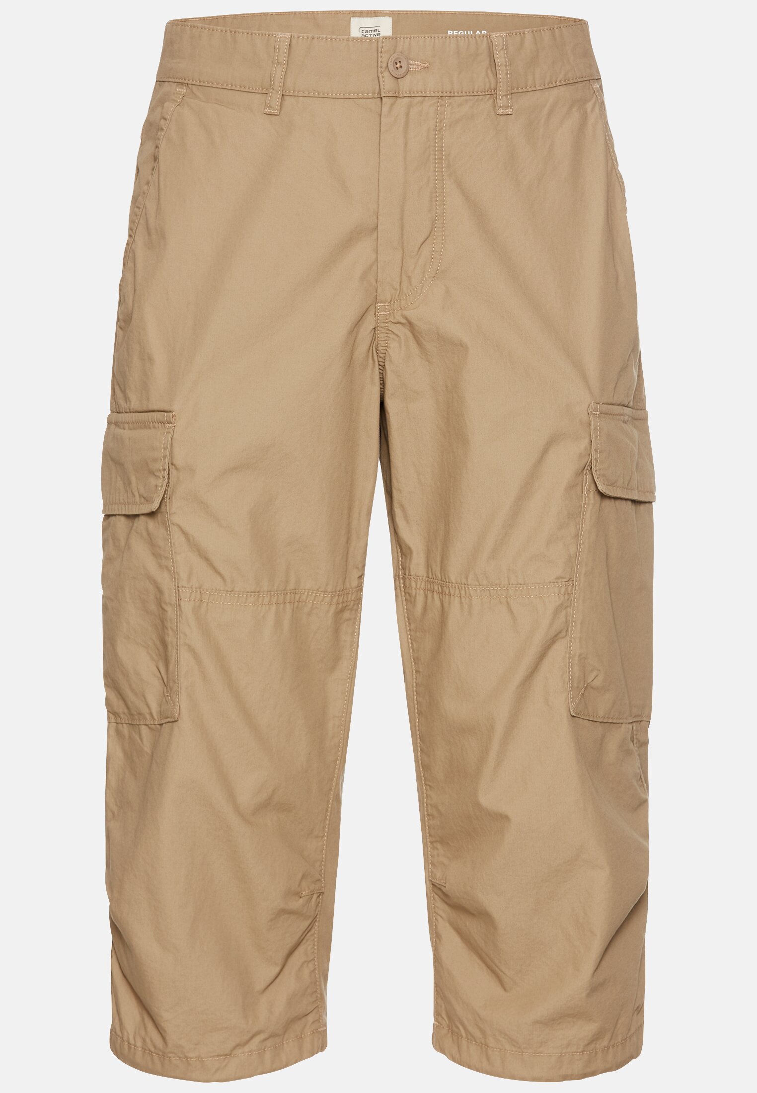 MI_96R58-5F50-19_0G-00 Heren 3/4 cargoshort met regular fit Bruin frontaal voor