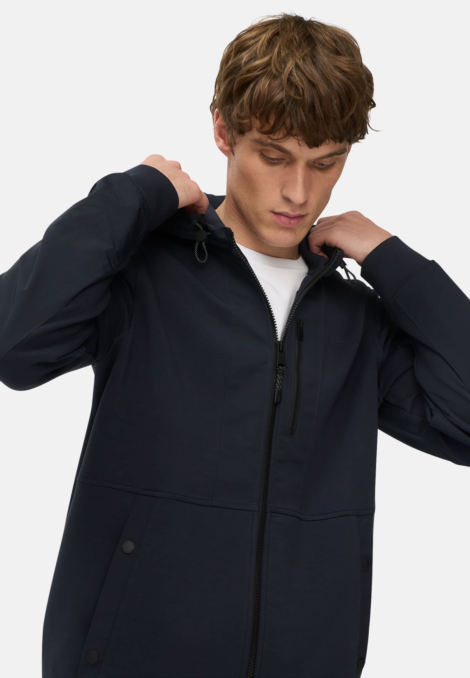 Men Sweat jacket with 4-way stretch and contrasting details Navy blue worn emotional