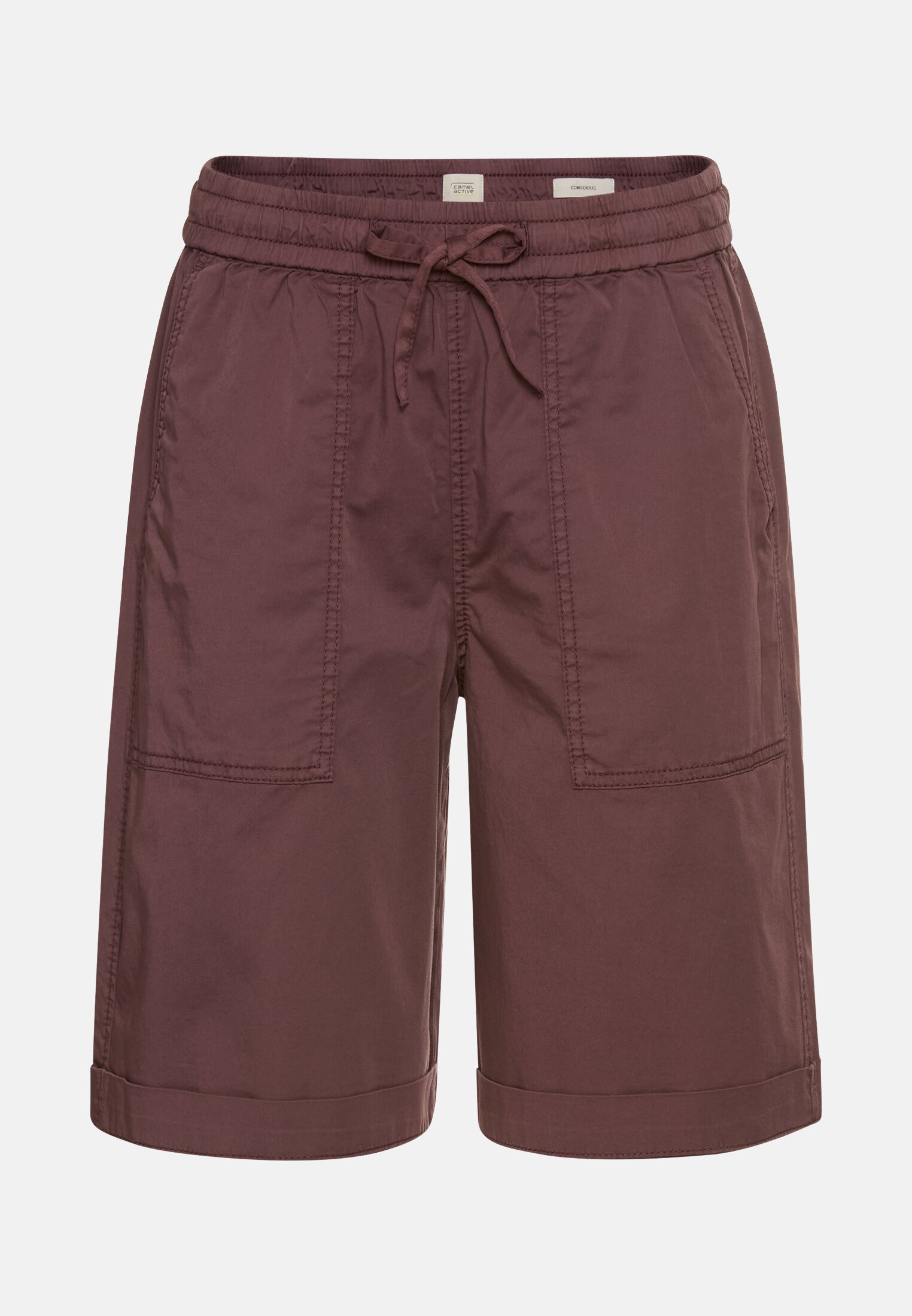 camelactive_Shorts_Brickrose_397105-5F86-26_0G Women Bermuda shorts with elastic drawstring Dark Red frontal front