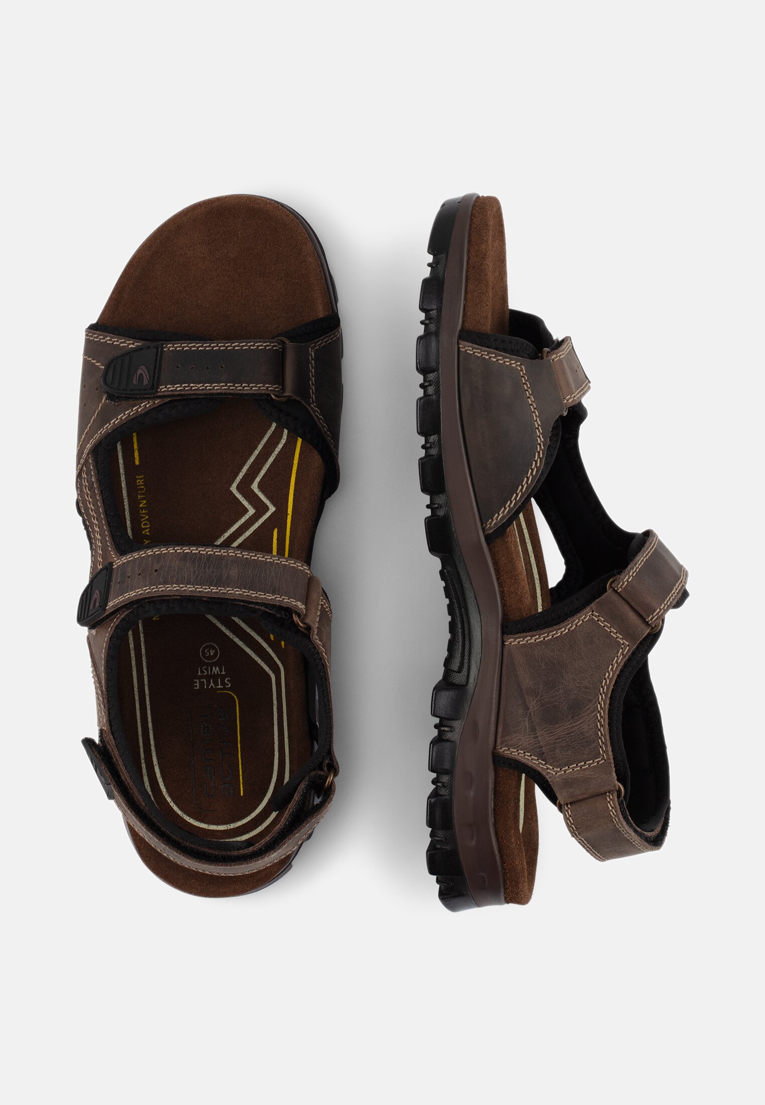 MI_56TWA01-0180-360_1G-00 Herren Sandalen aus perforiertem Leder Braun frontal oben