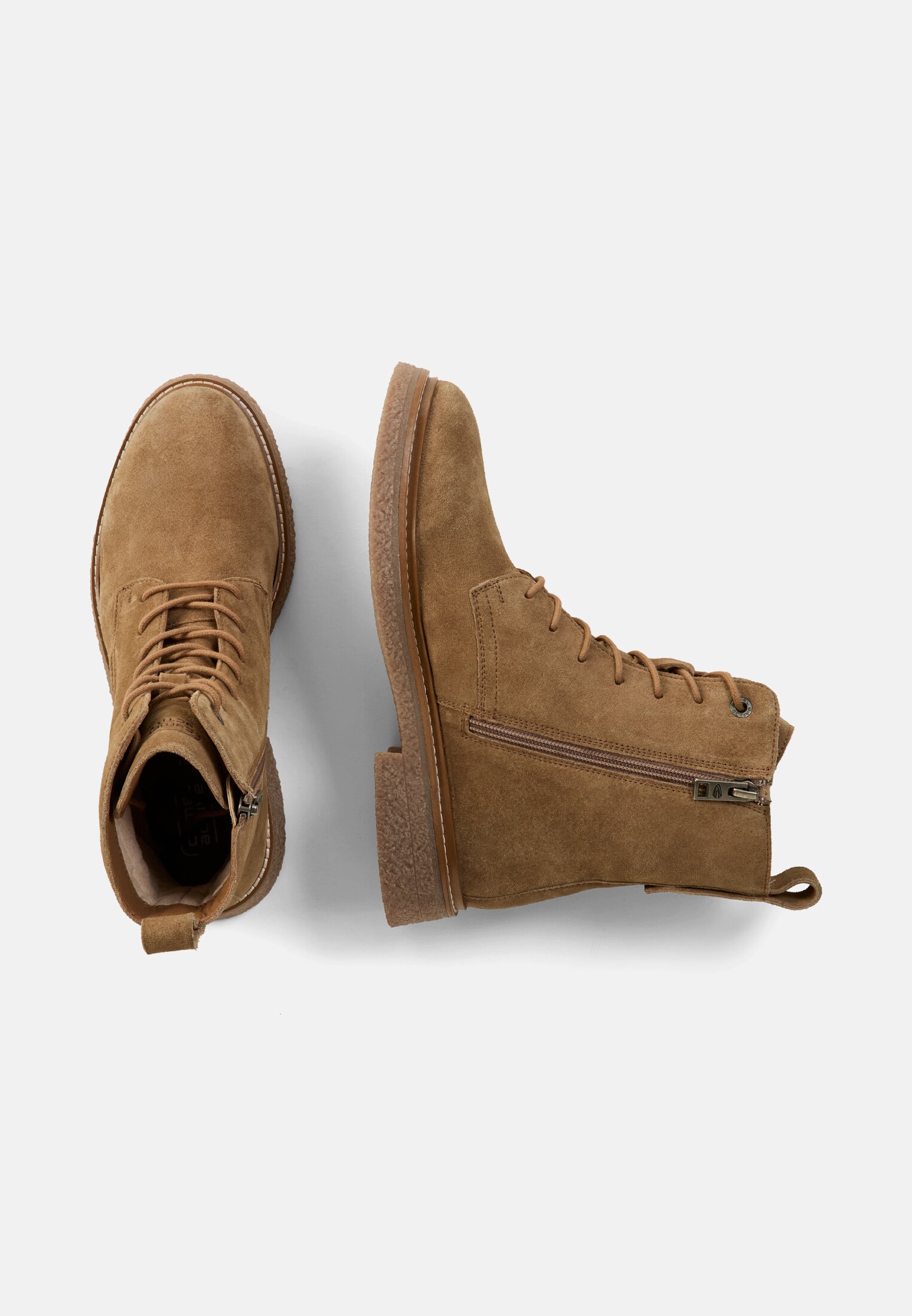 Vrouwen Enkelboot van echt leer Bruin frontaal van boven