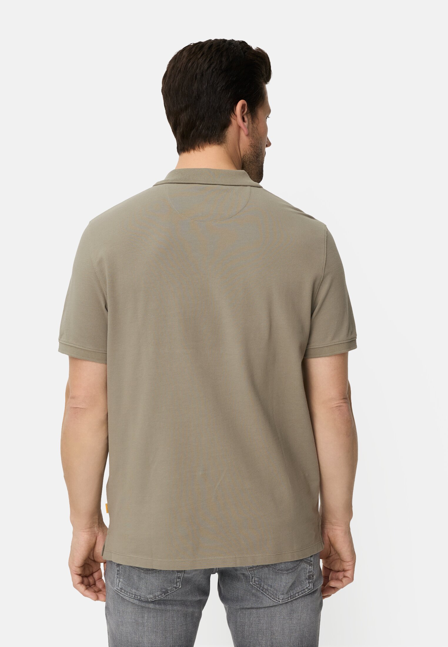 Heren Poloshirt met korte knoopsluiting Bruin gedragen achter
