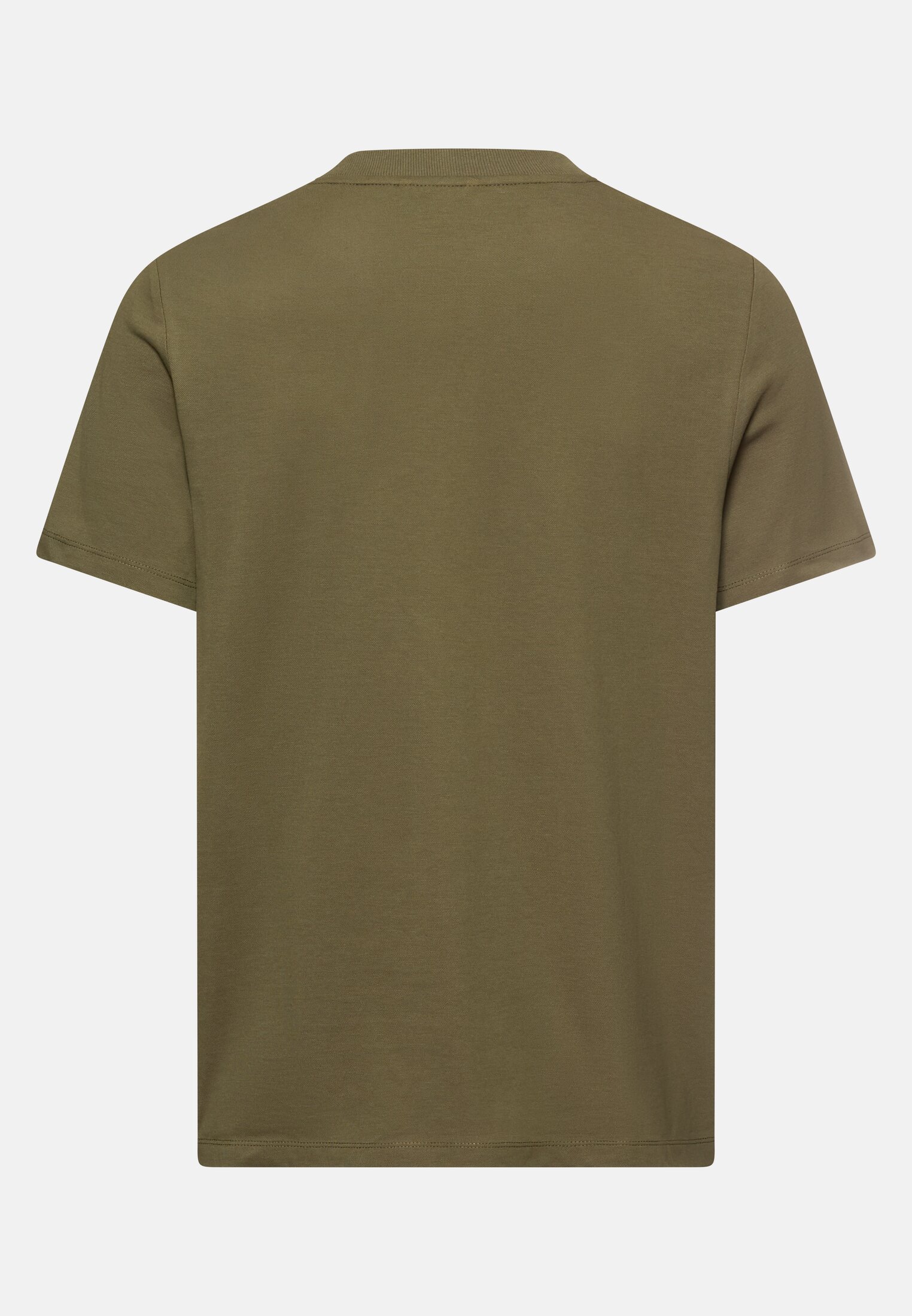 Heren T-shirt met borstzak Olijfgroen frontaal achter