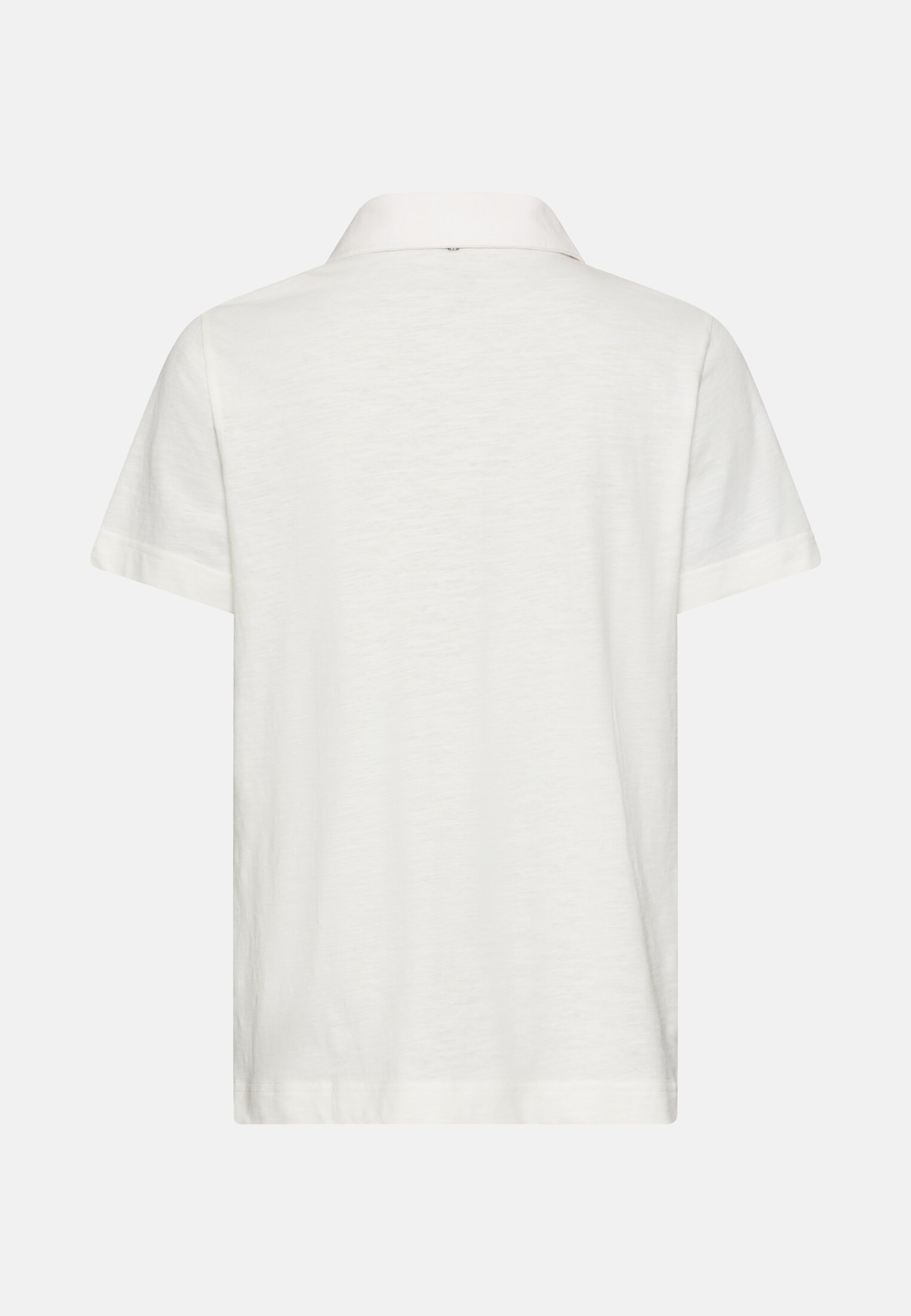 Women Polo shirt with button placket Milk White frontal back