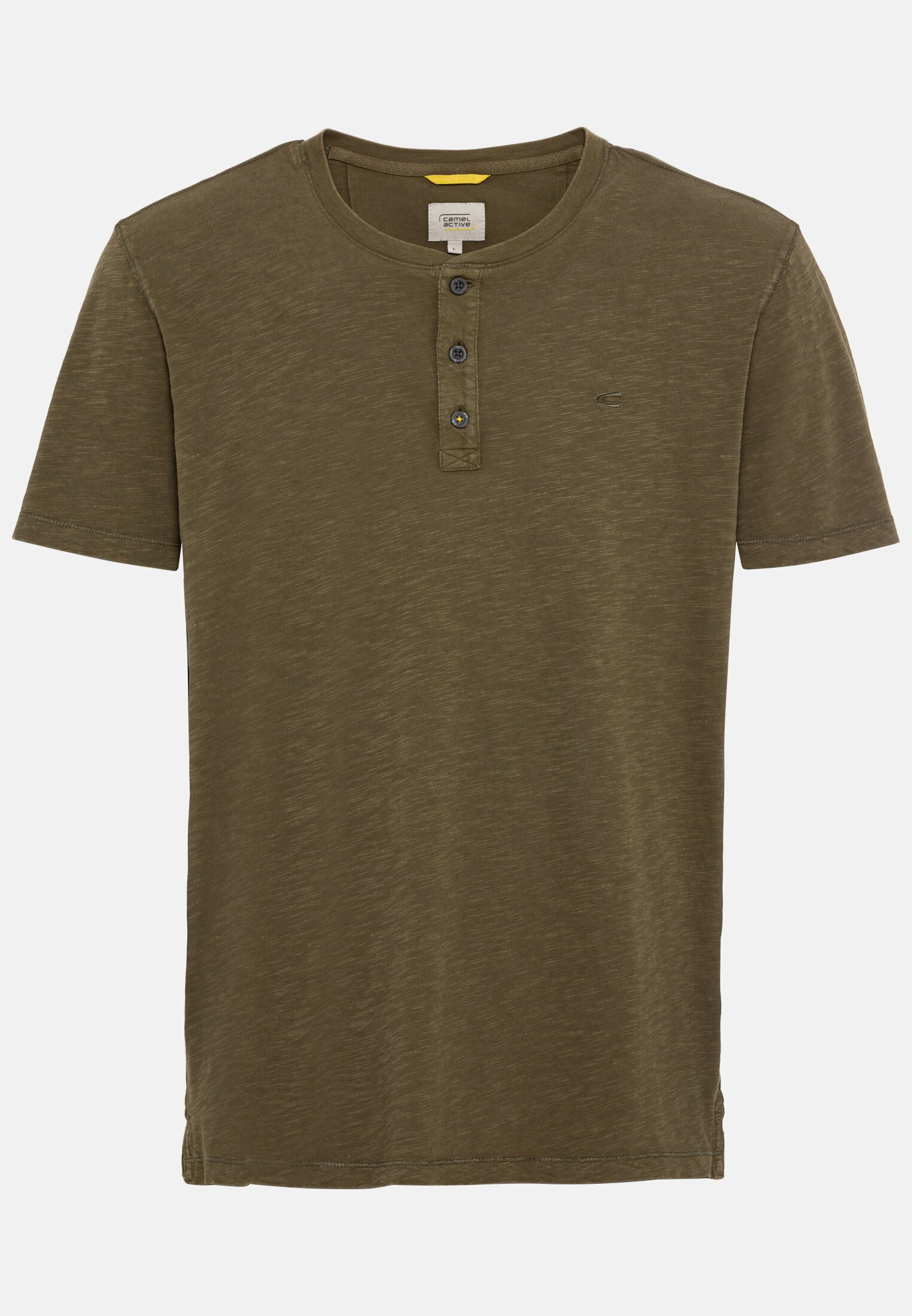 MI_09474-9T04-93_0G-00 Men Organic cotton short sleeve henley Gold frontal front