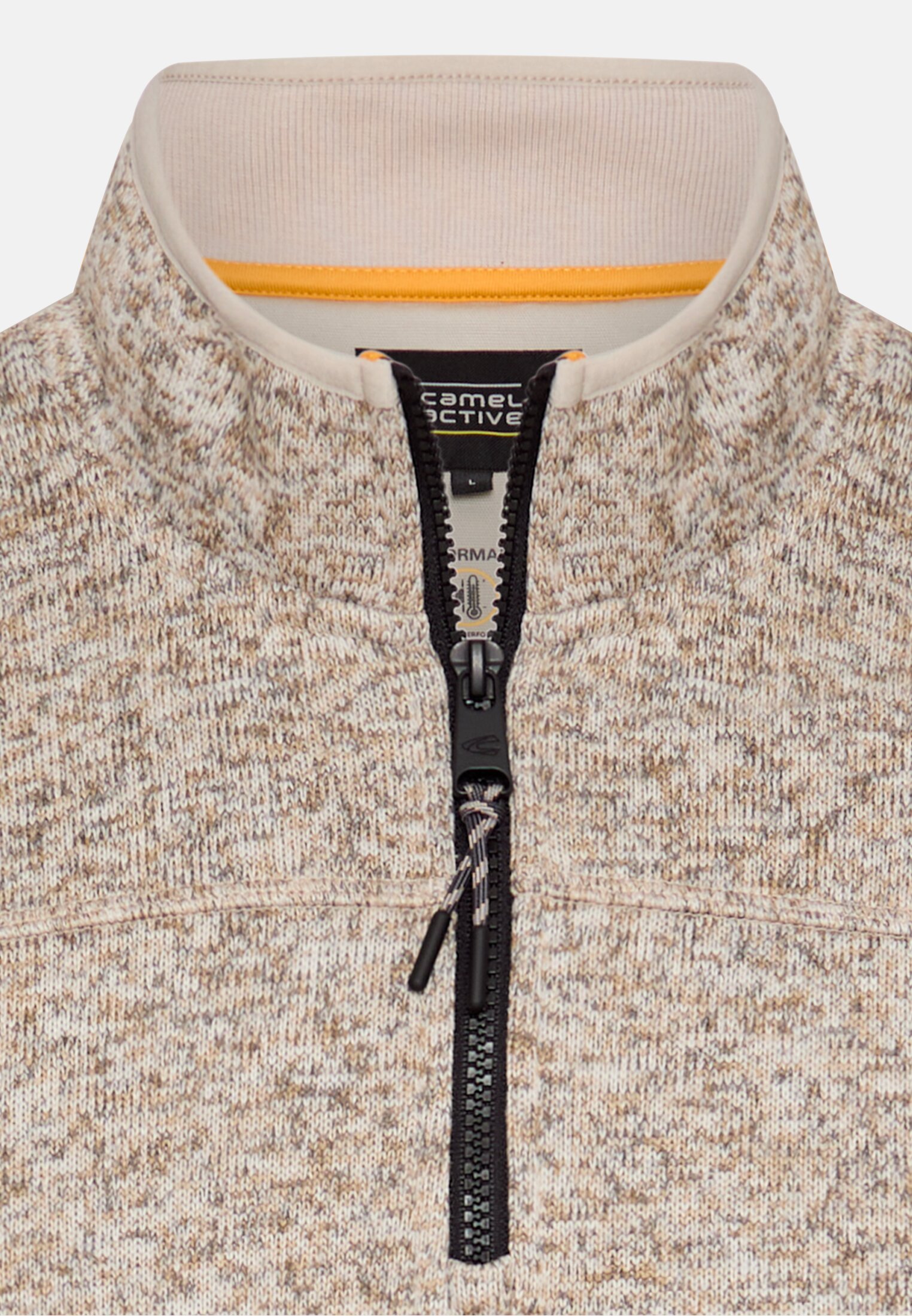 Men Knitted troyer in marled look Beige front close