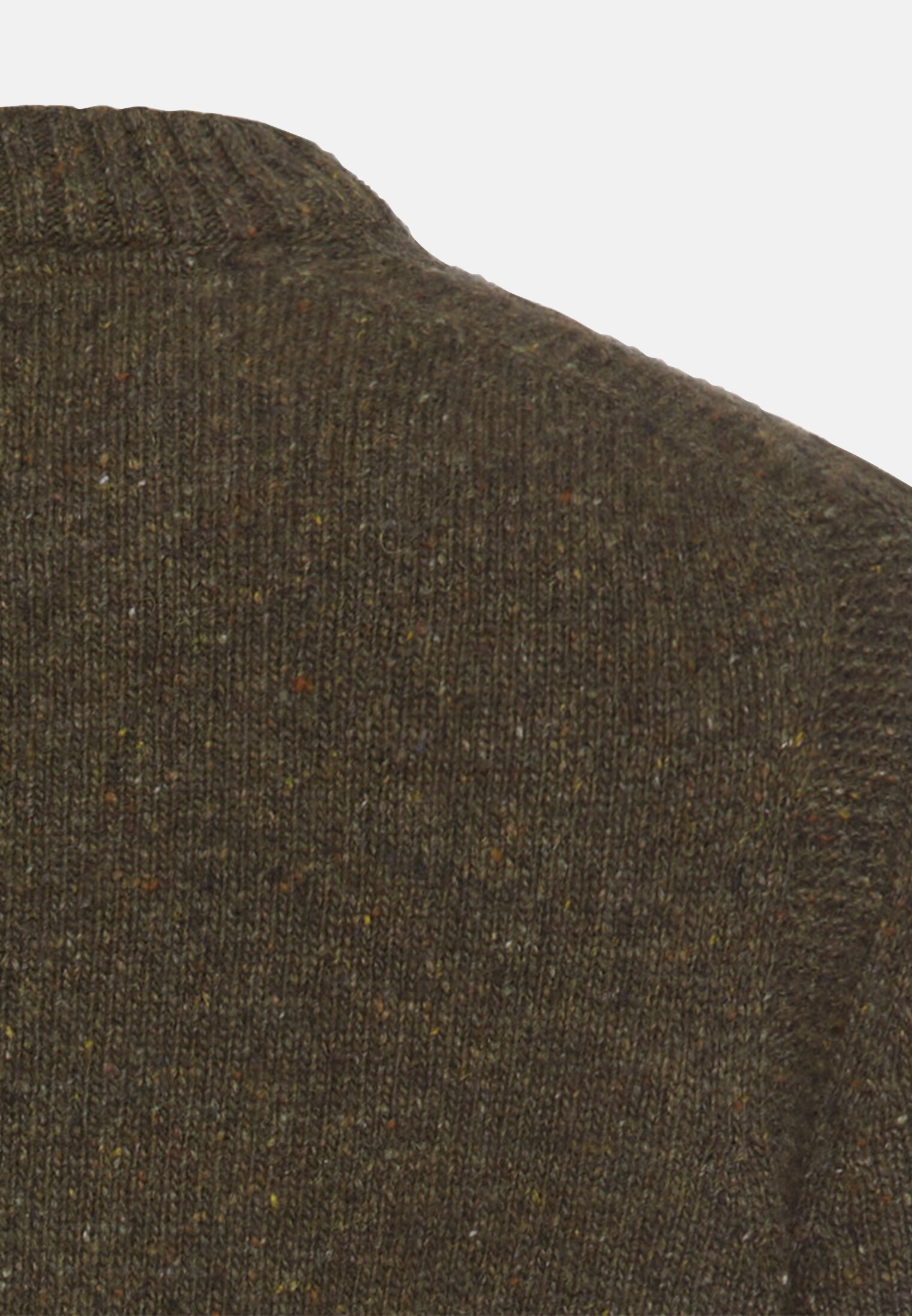 Herren Strickpullover aus Merinowollgemisch Olivgrün hinten nah