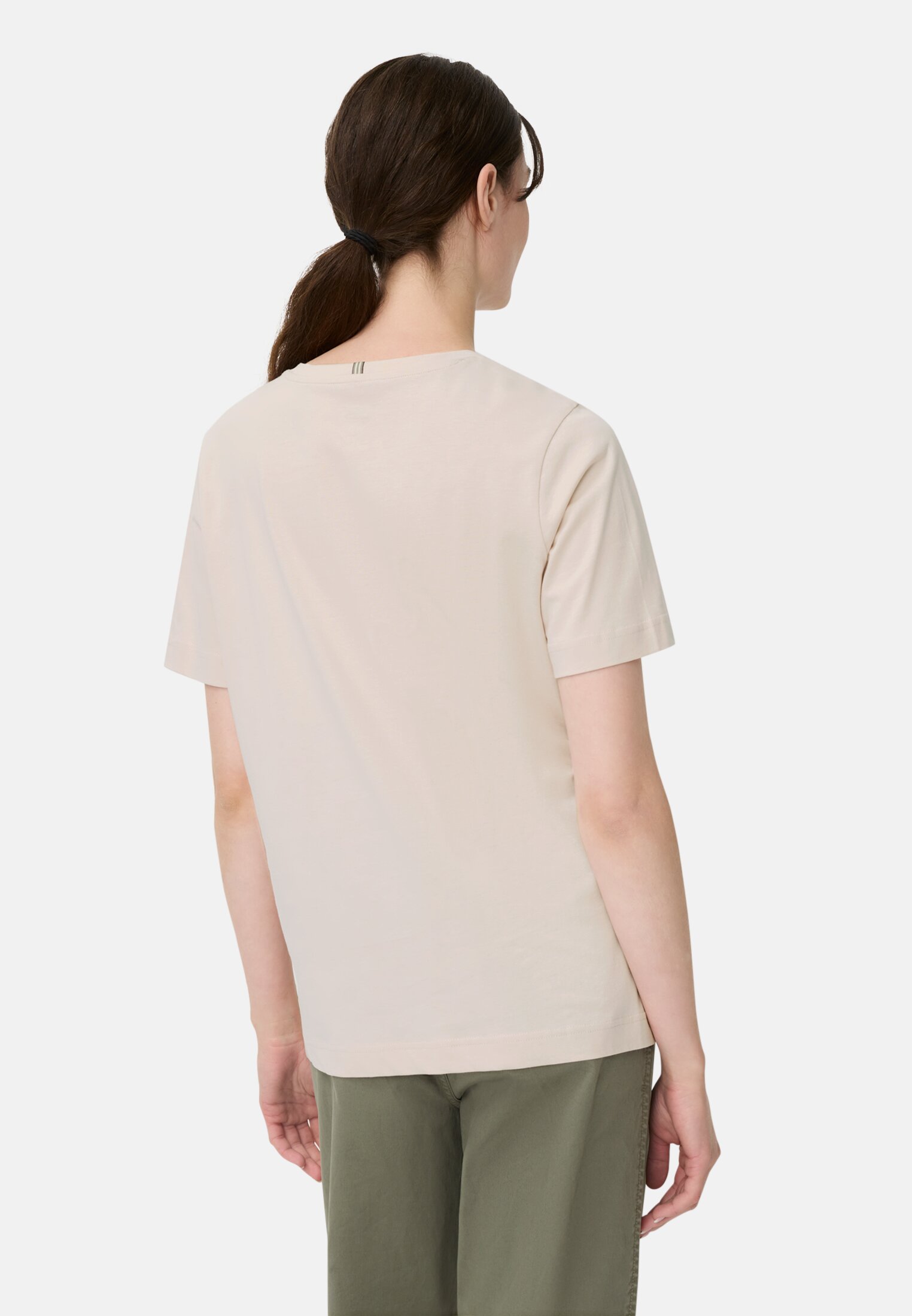 Damen T-Shirt aus reiner Baumwolle Lilarosa getragen hinten