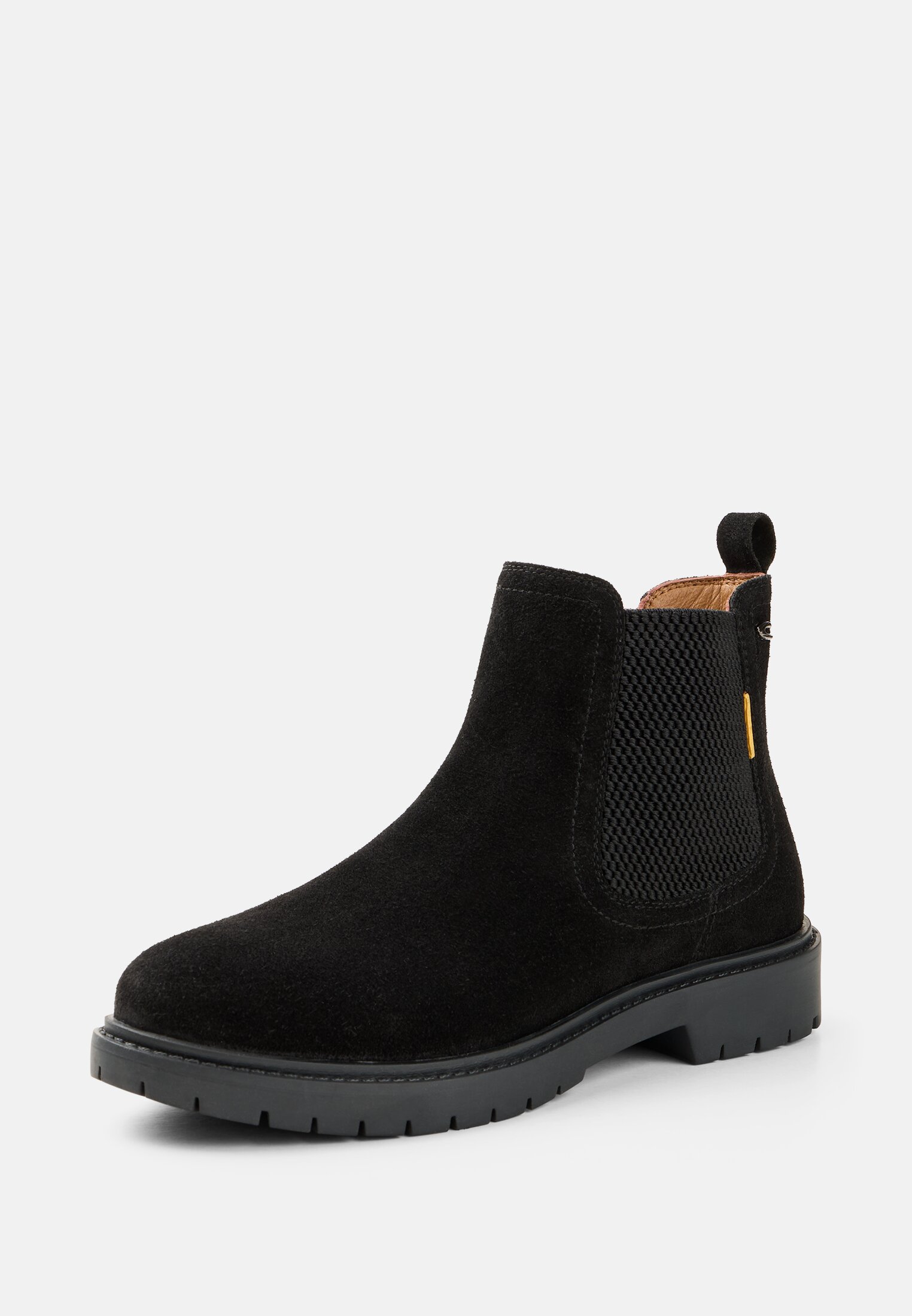 Damen Chelsea Boot aus echtem Leder Schwarz frontal hinten