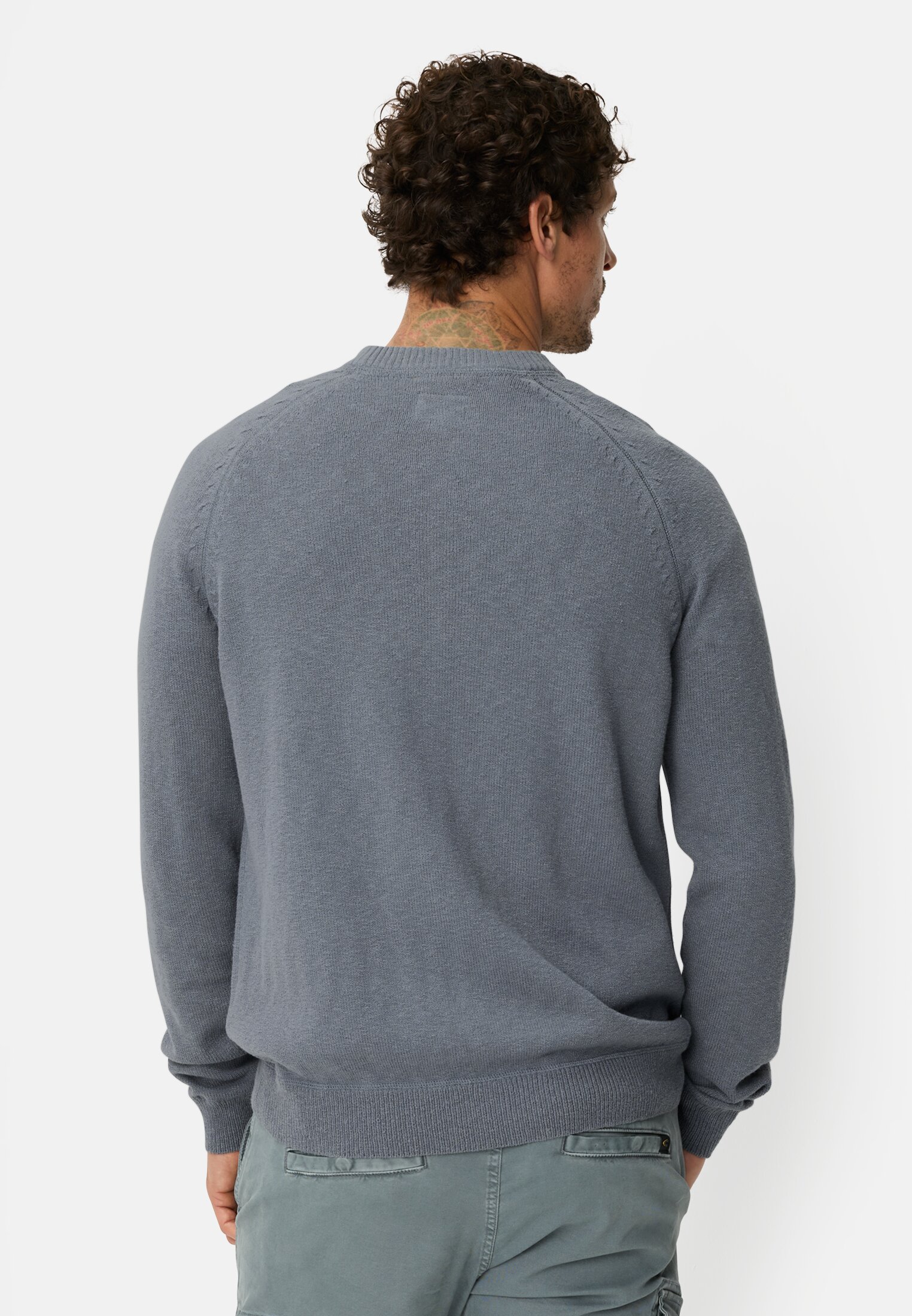 Heren Trui met ronde hals Blauw gedragen achter