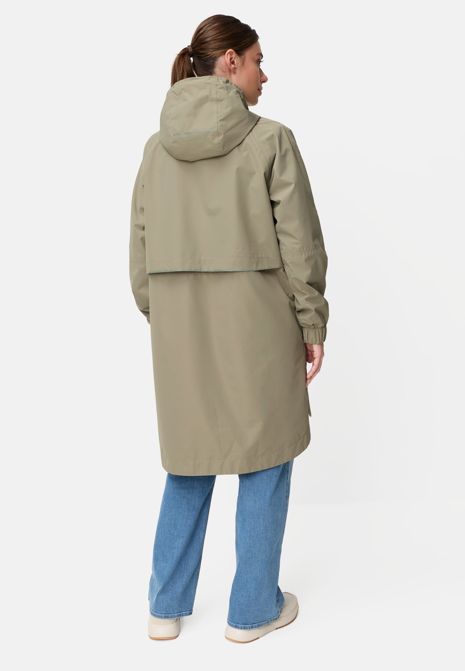 Damen teXXXactive® Mantel mit Innentaschen Salbei getragen hinten