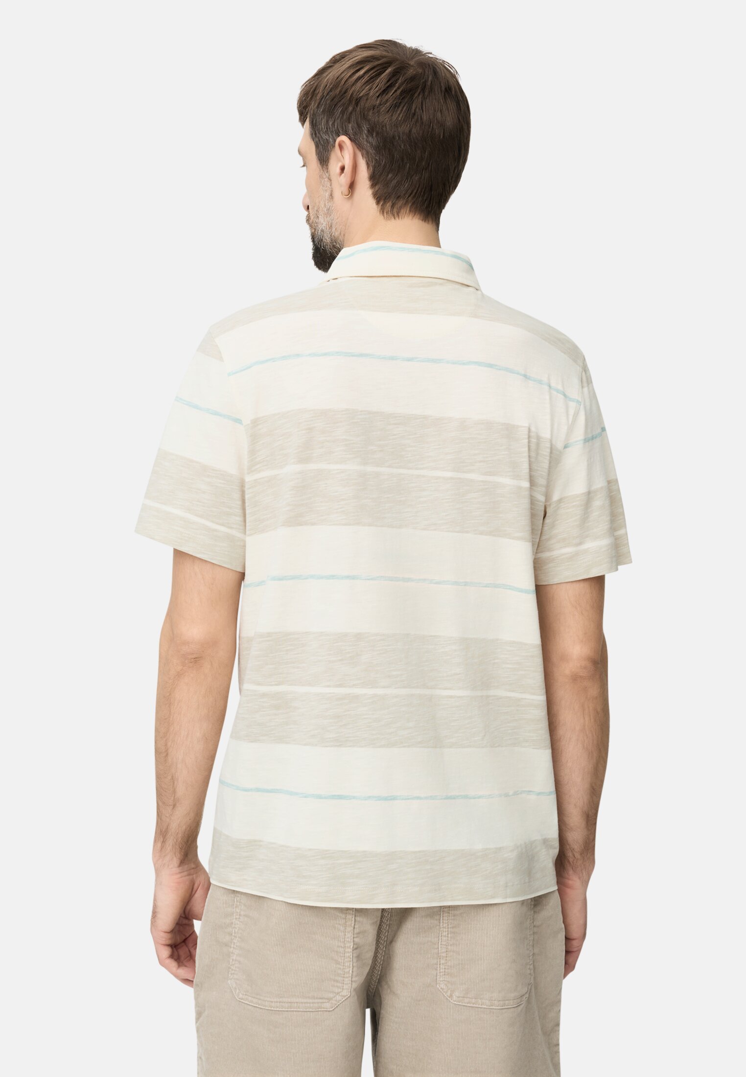 Men Polo shirt made of pure cotton Beige worn back