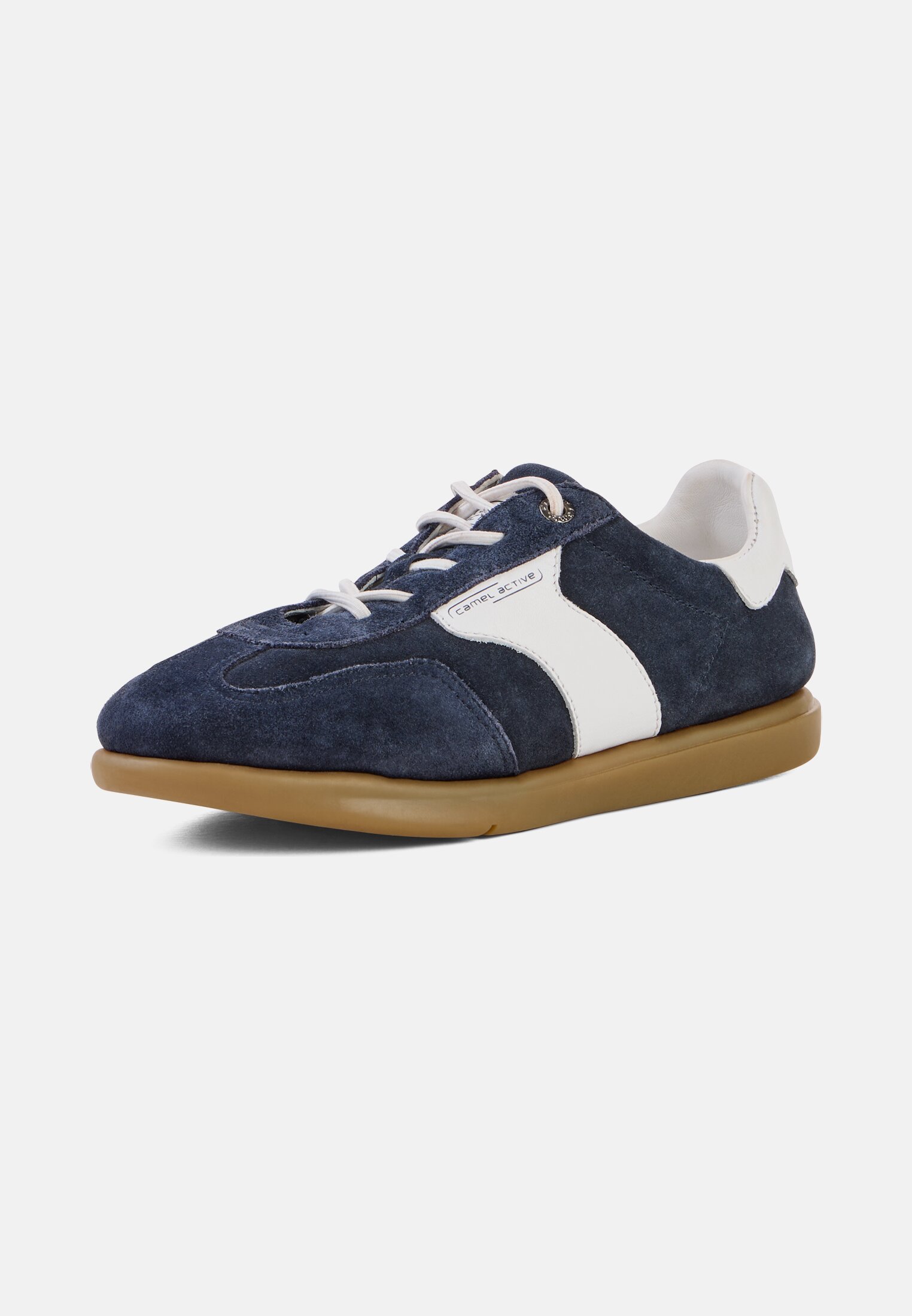 Damen Leder Sneaker mit flexibler Sohle Navy frontal hinten
