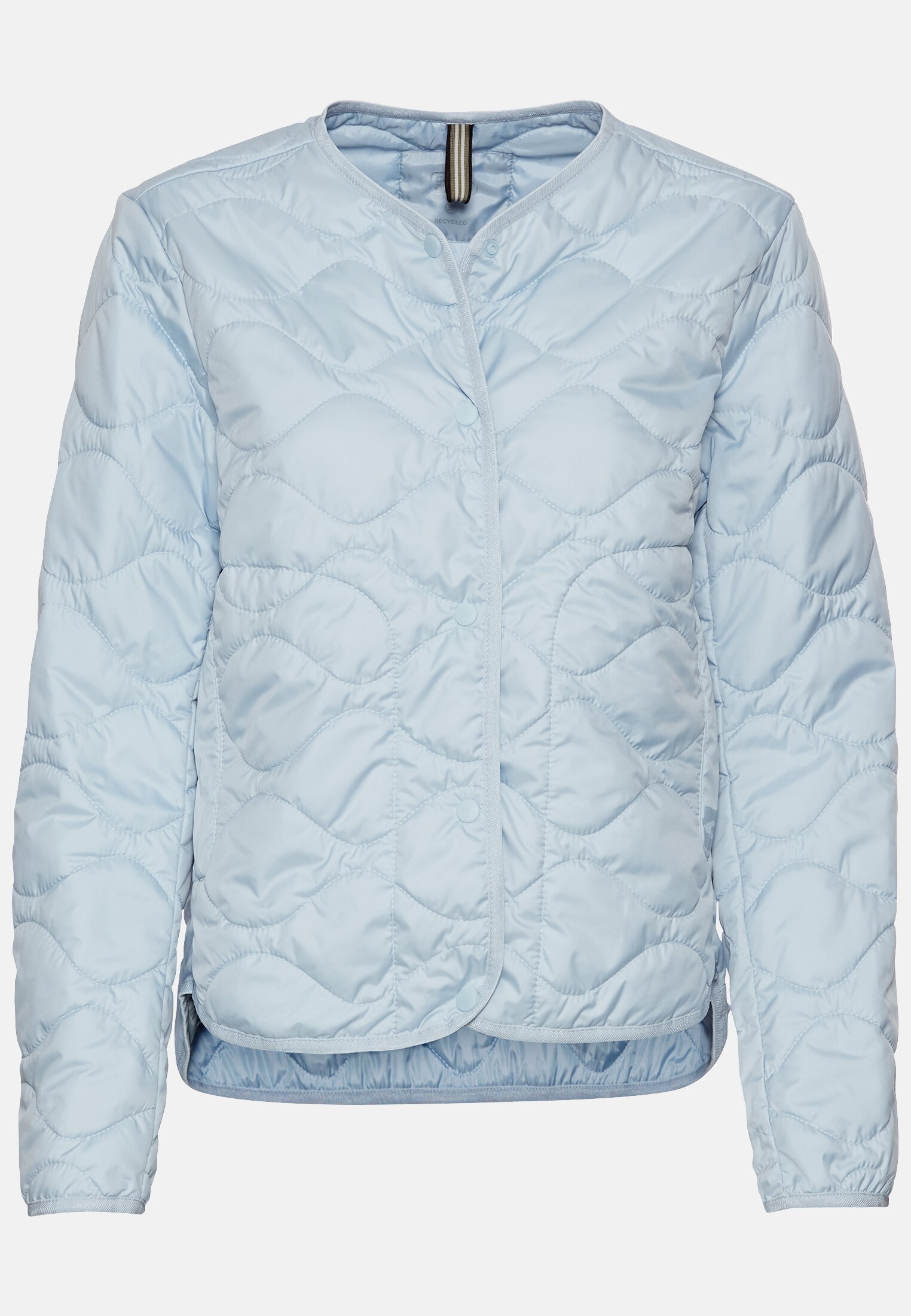 Women Lightweight quilted jacket with velvet pockets Ice Blue frontal front