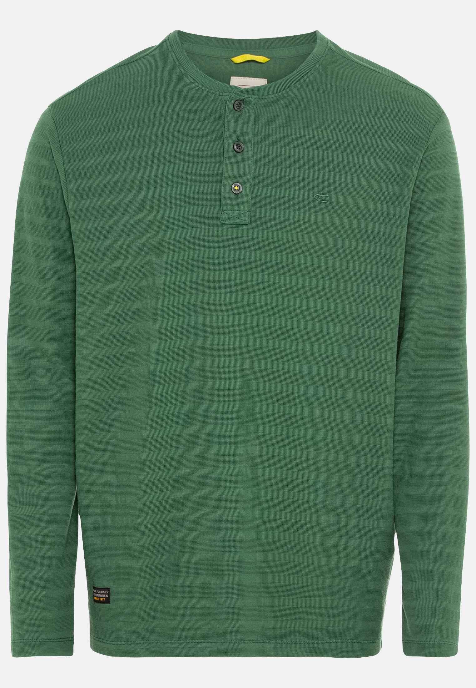 Herren Langarm Henleyshirt aus reiner Baumwolle Grün frontal vorn