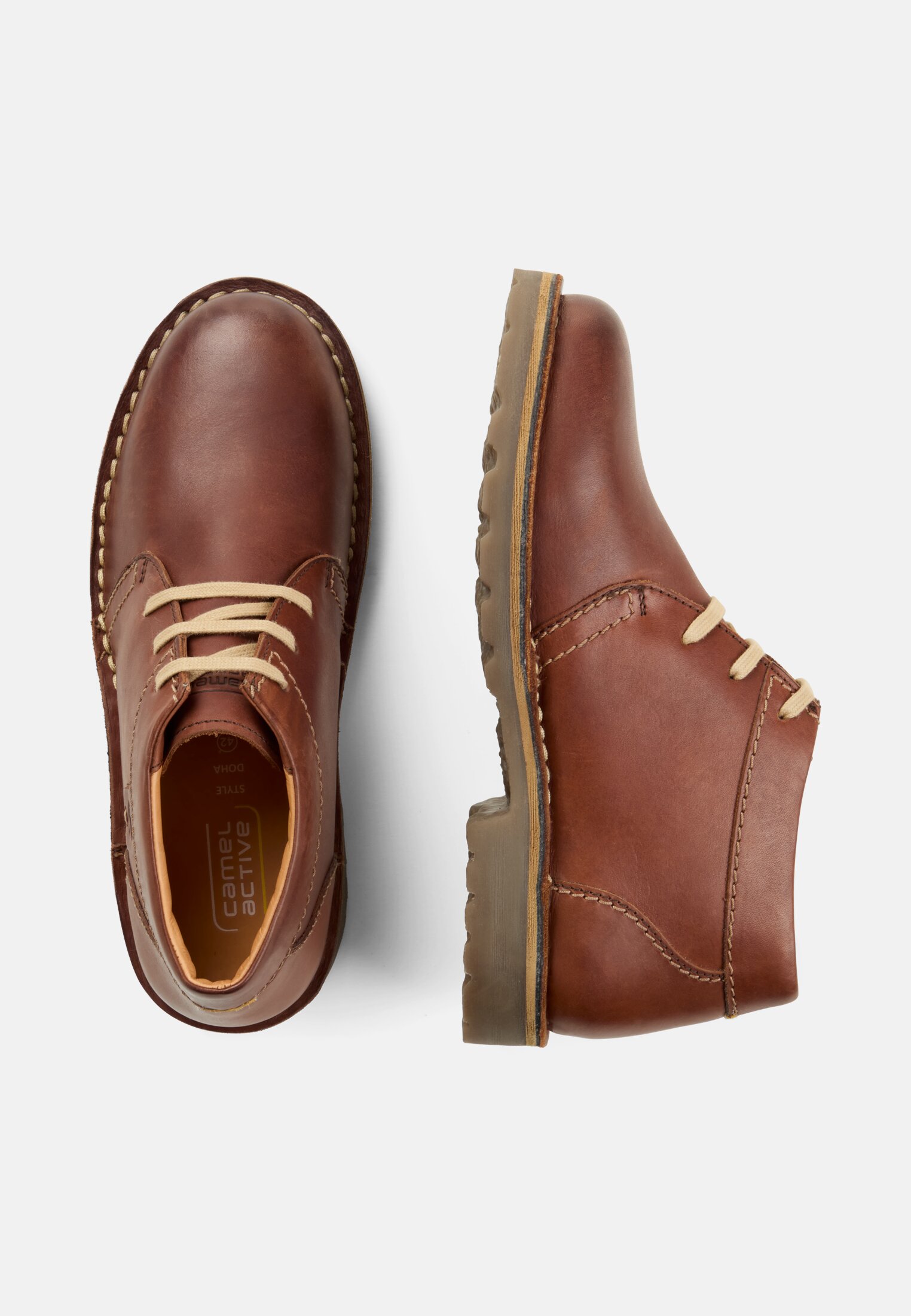 Men Lace-up shoe made of genuine leather Brown frontal top